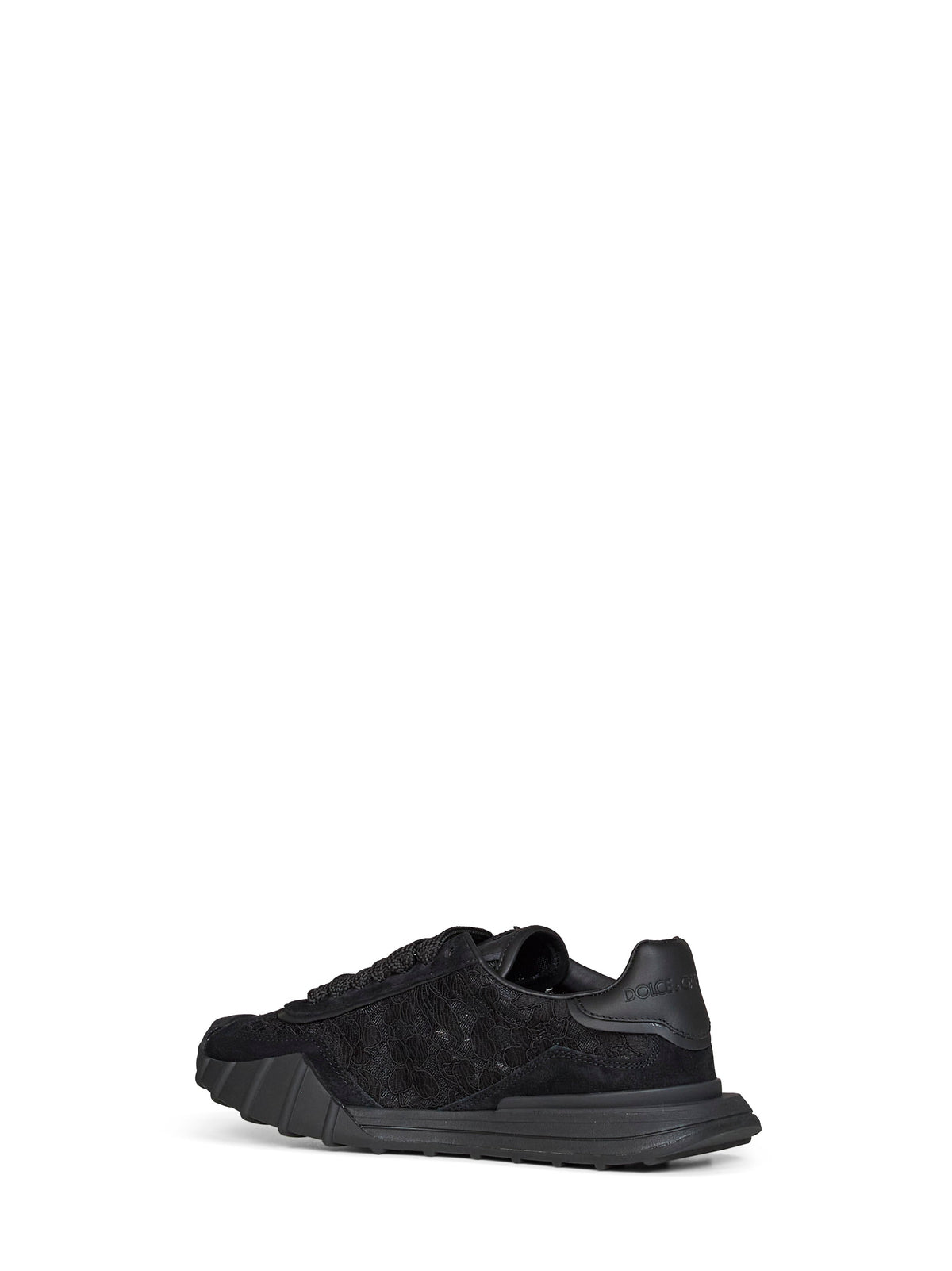 Dolce & Gabbana Women Black Lace And Calf Suede Low-Top Sneakers DOLCE & GABBANA