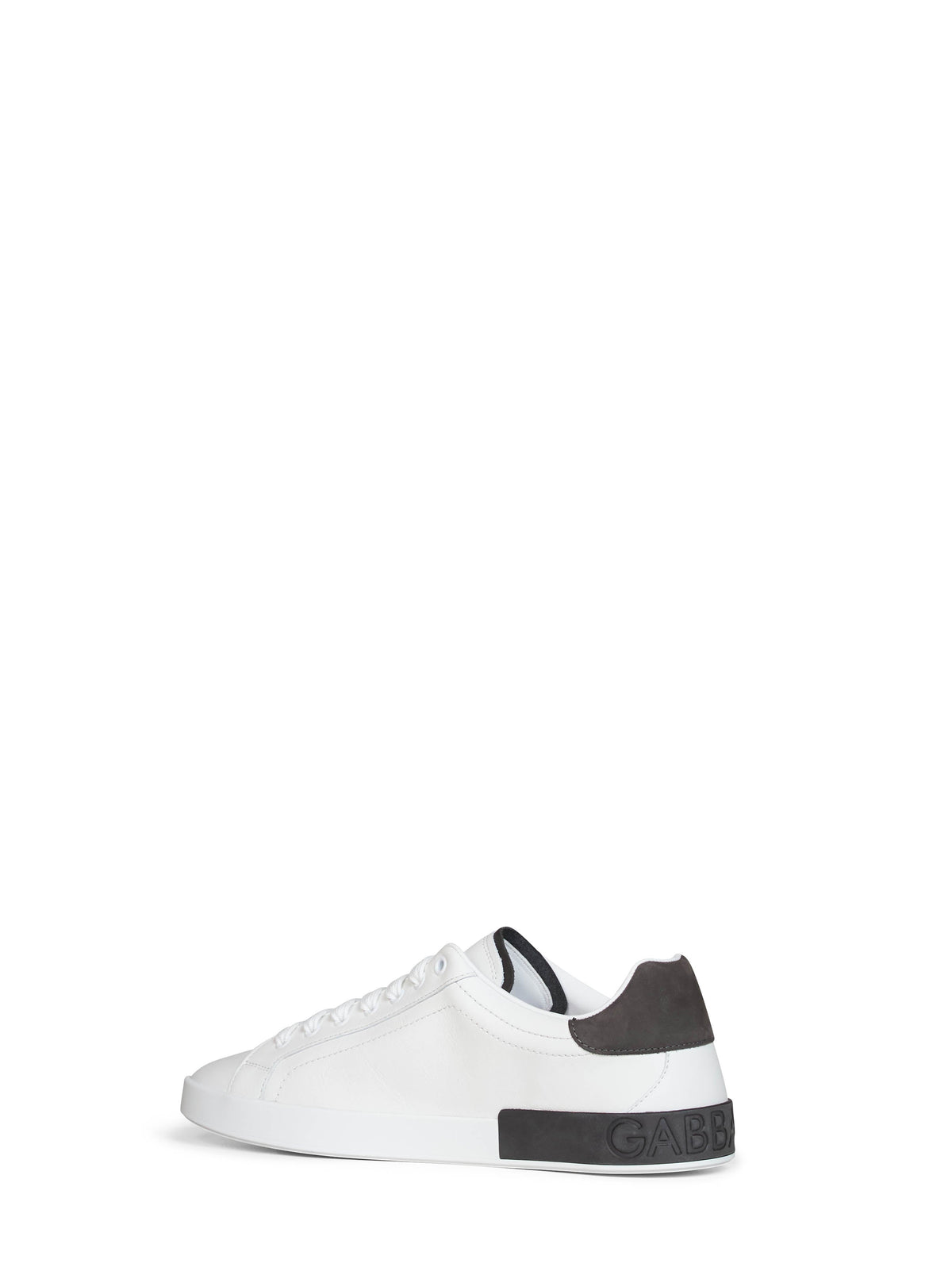 Dolce & Gabbana Men White And Dark Grey Nappa Calfskin Leather And Nubuck Portofino Low-Top Sneakers DOLCE & GABBANA