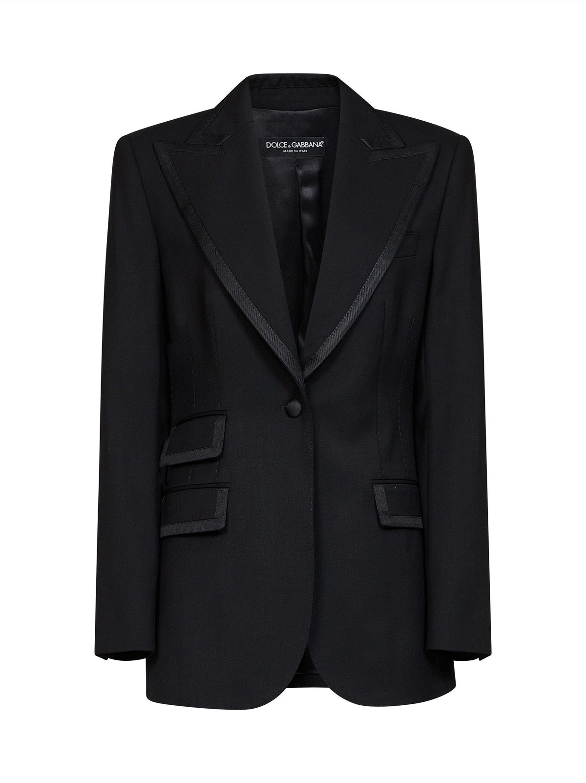 Dolce & Gabbana Women Black Stretch Twill Turlington Single-Breasted Jacket DOLCE & GABBANA