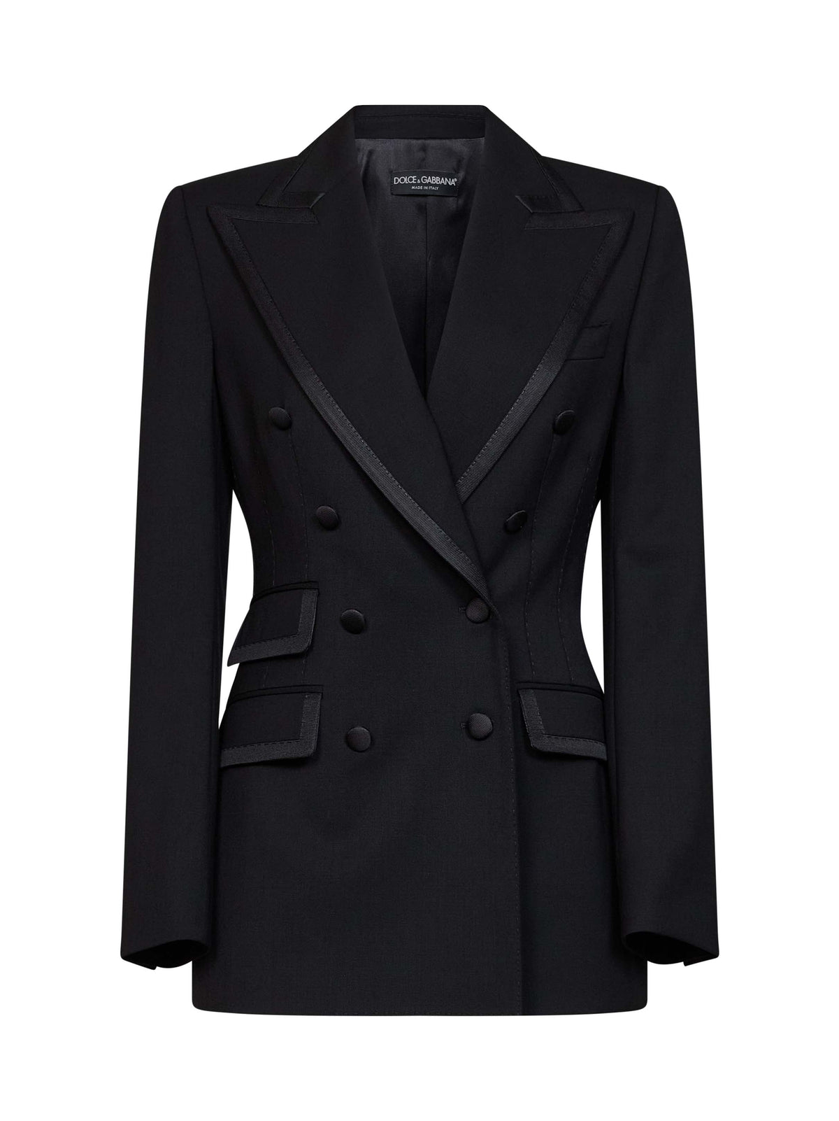 Dolce & Gabbana Women Black Stretch Twill Turlington Double-Breasted Jacket DOLCE & GABBANA