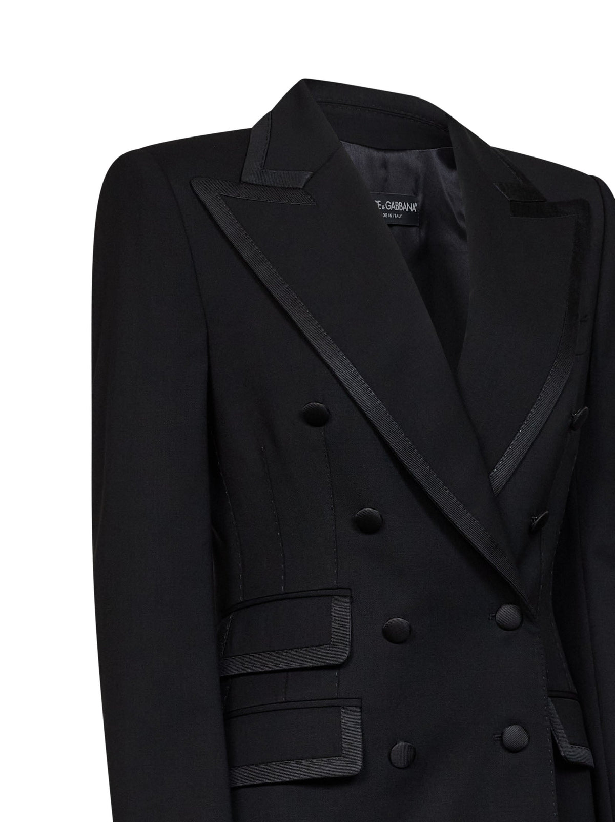Dolce & Gabbana Women Black Stretch Twill Turlington Double-Breasted Jacket DOLCE & GABBANA