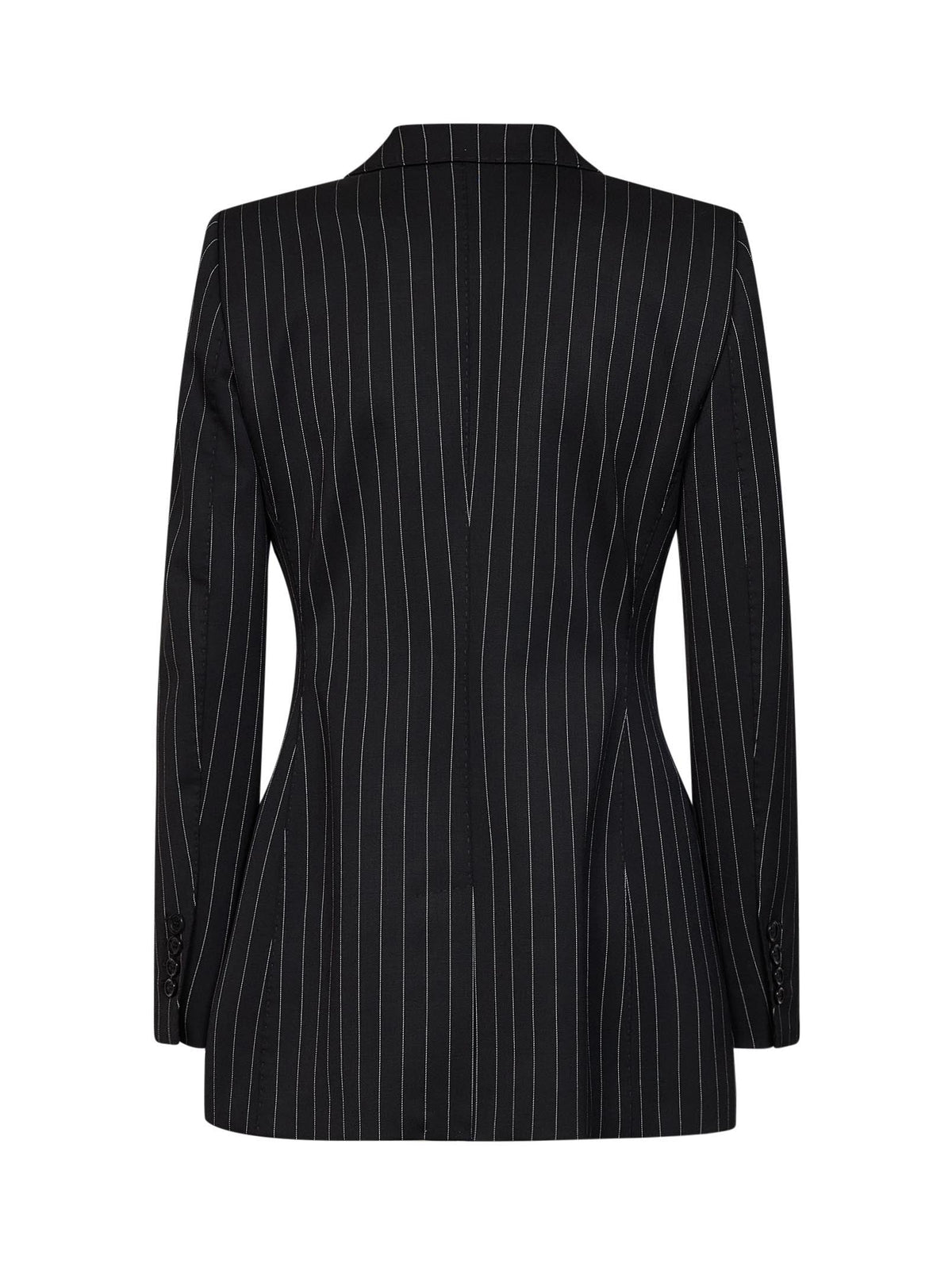Dolce & Gabbana Women Black Stretch Pinstriped Wool Turlington Single-Breasted Jacket DOLCE & GABBANA