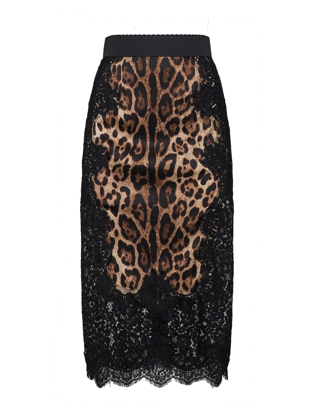 Dolce & Gabbana Women Leopard-Print Satin And Lace Pencil Midi Skirt DOLCE & GABBANA