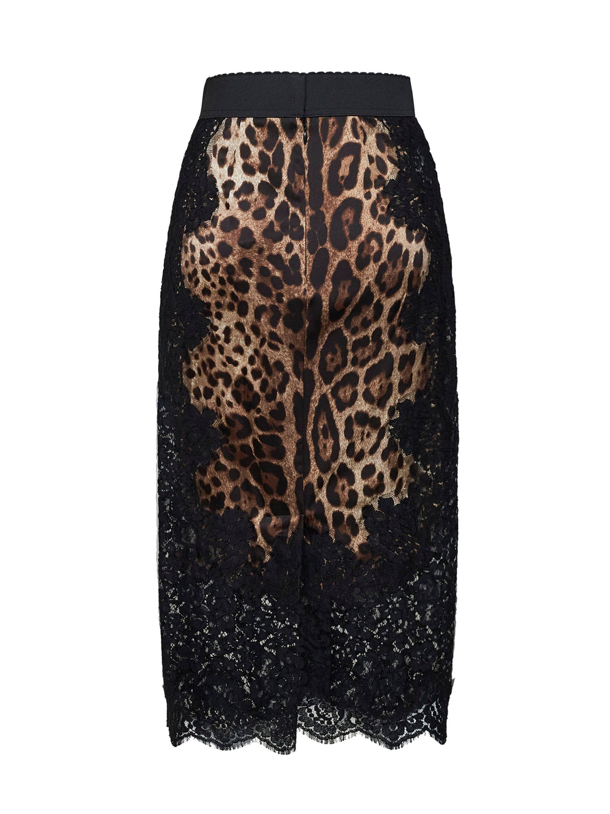 Dolce & Gabbana Women Leopard-Print Satin And Lace Pencil Midi Skirt DOLCE & GABBANA