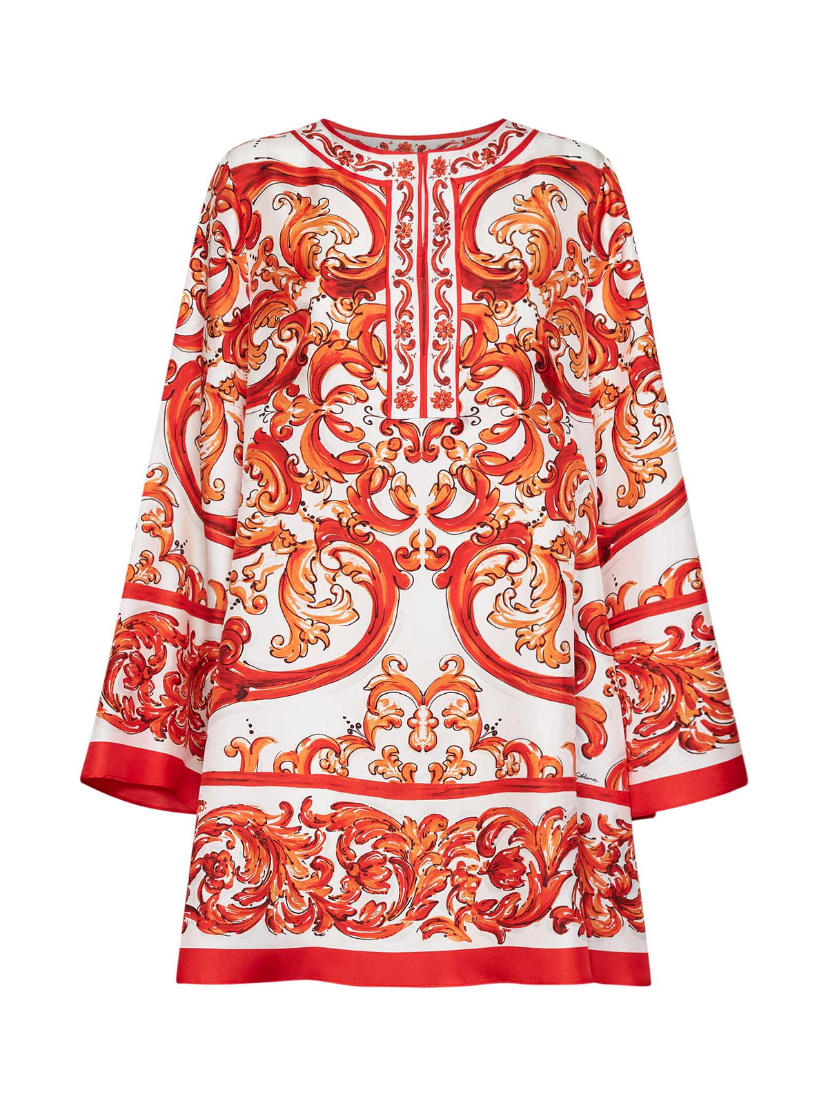 Dolce & Gabbana Women Maiolica-Print Silk Twill Kaftan Mini Dress DOLCE & GABBANA