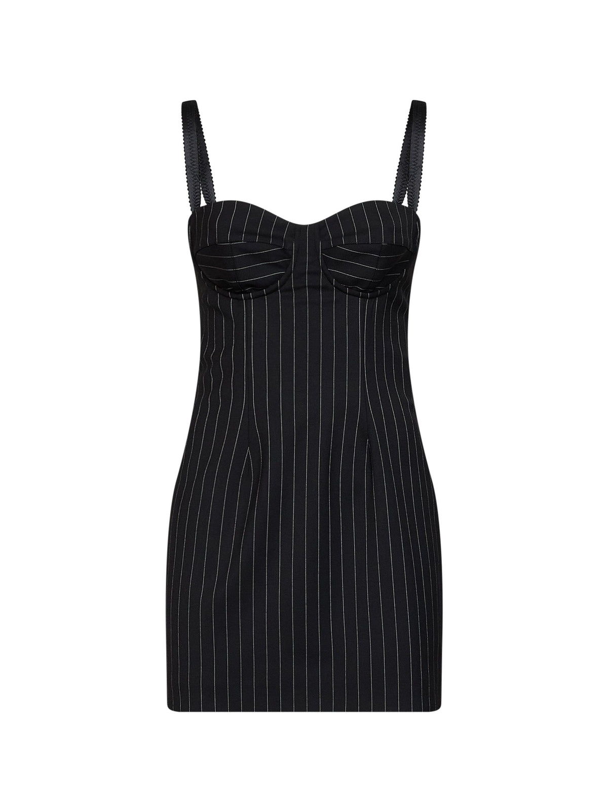 Dolce & Gabbana Women Black Stretch Pinstriped Wool Bustier Mini Dress DOLCE & GABBANA