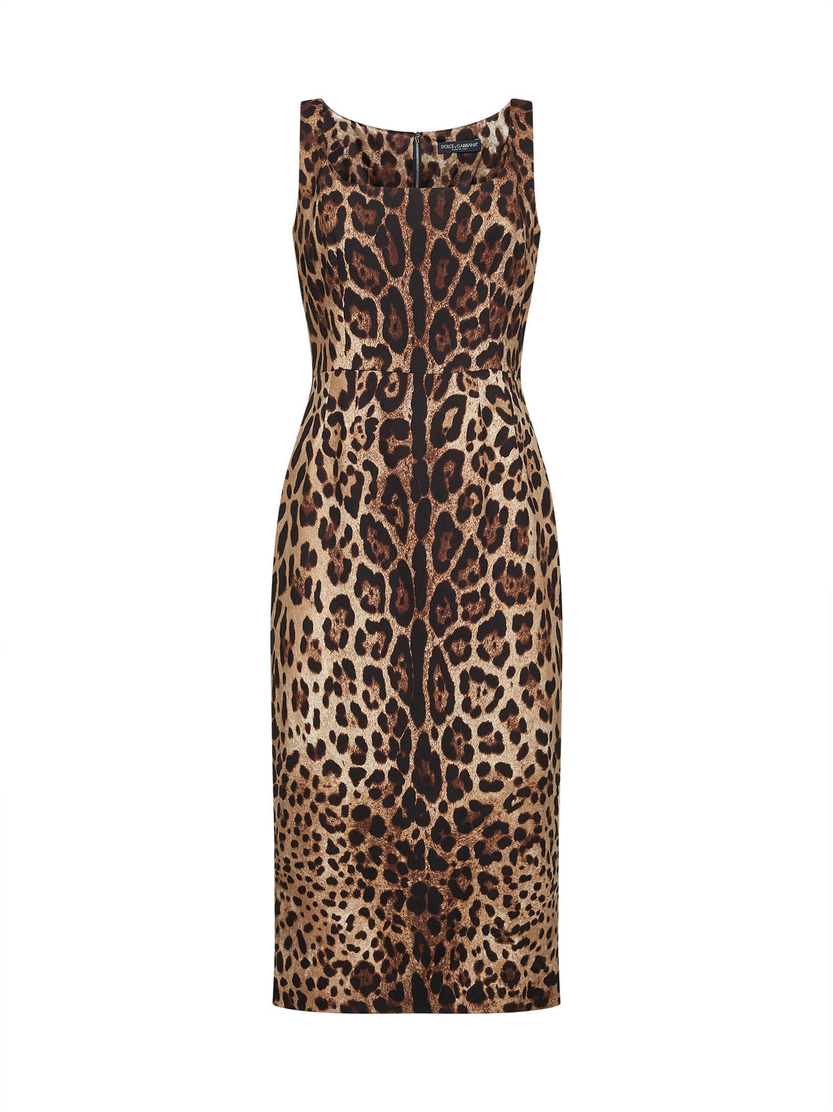 Dolce & Gabbana Women Leopard Printed Stretch Charmeuse Midi Dress DOLCE & GABBANA