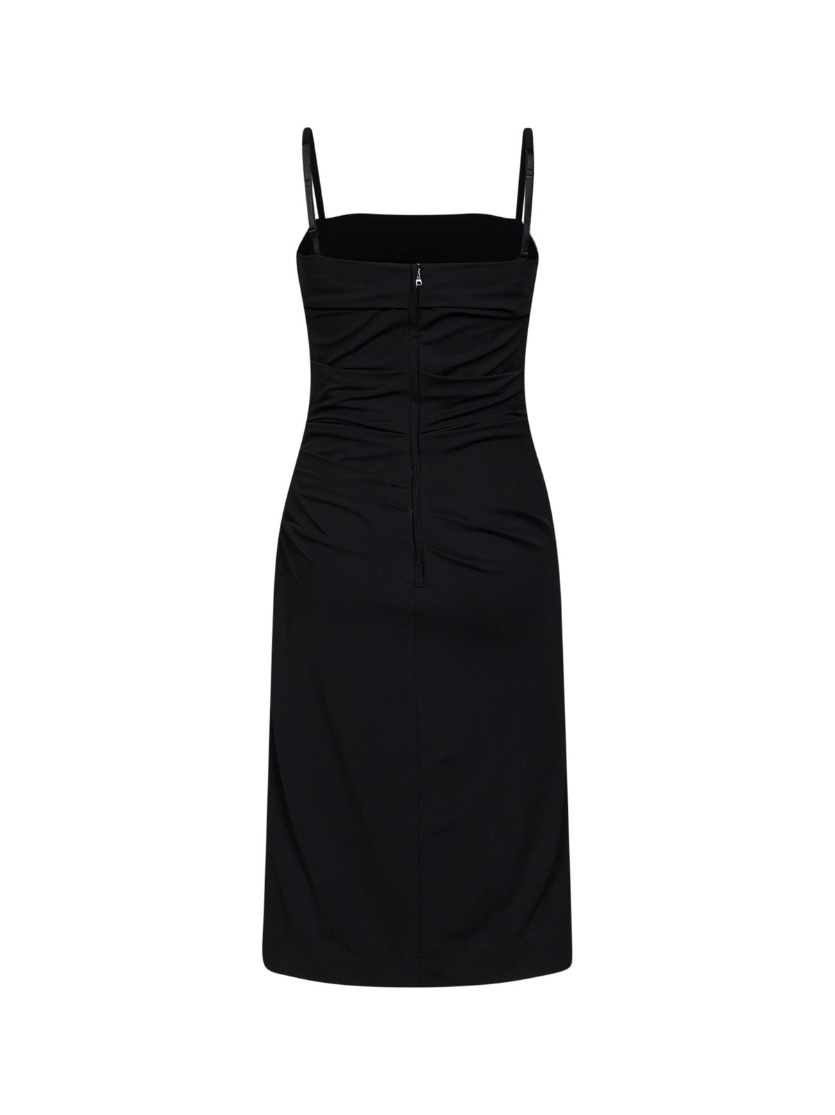 Dolce & Gabbana Women Black Stretch Jersey Draped Midi Dress DOLCE & GABBANA