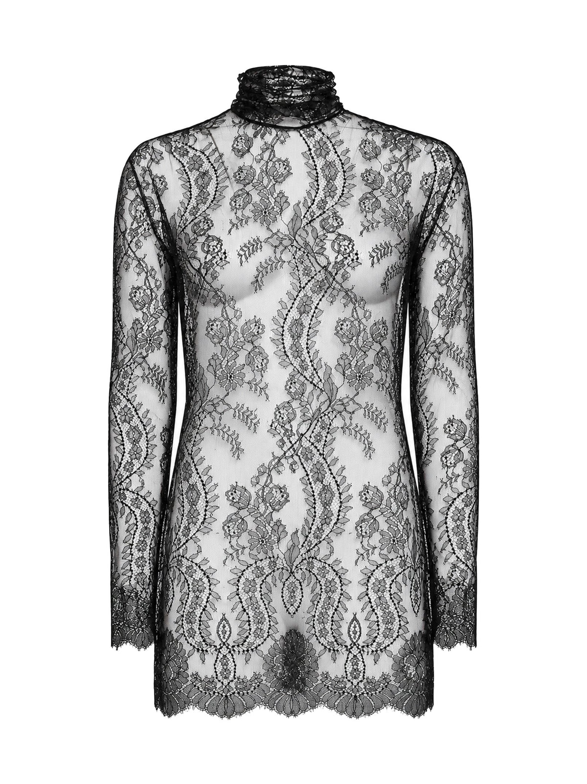 Dolce & Gabbana Women Black Chantilly Lace Long Top DOLCE & GABBANA