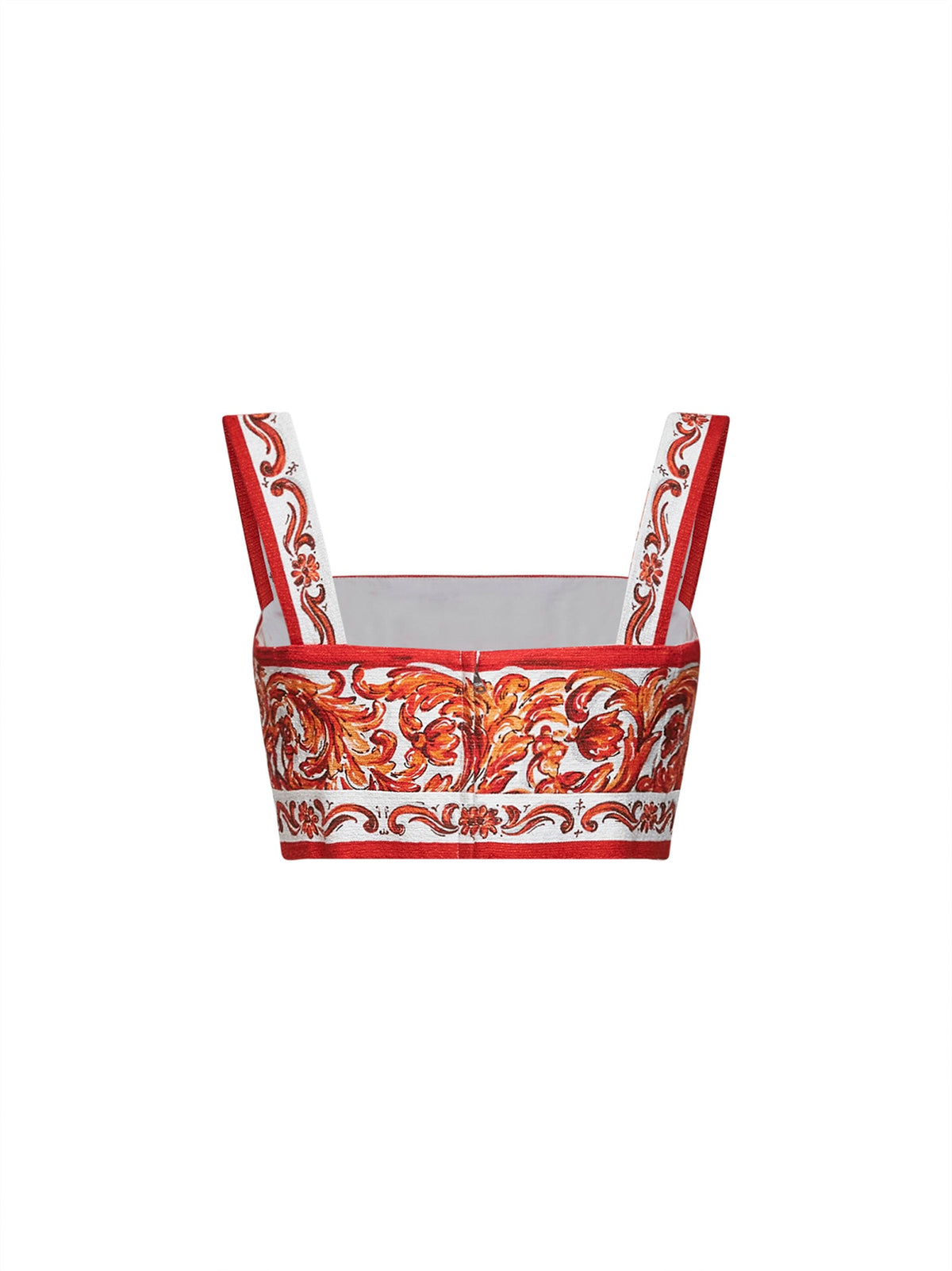 Dolce & Gabbana Women Orange Maiolica-Print Mat Bralette Top DOLCE & GABBANA
