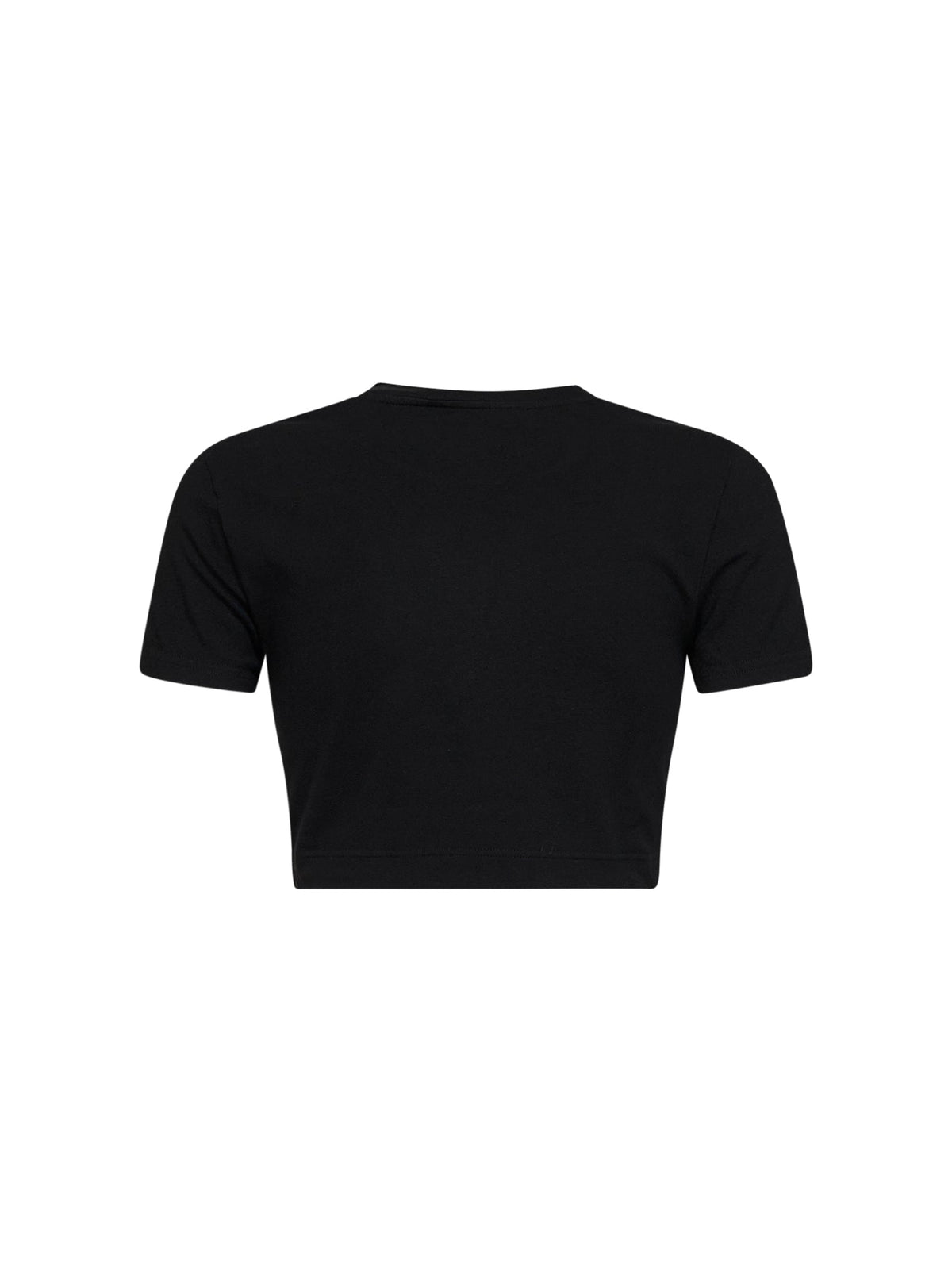 Dolce & Gabbana Women Black Stretch Jersey Cropped T-Shirt With Logo DOLCE & GABBANA