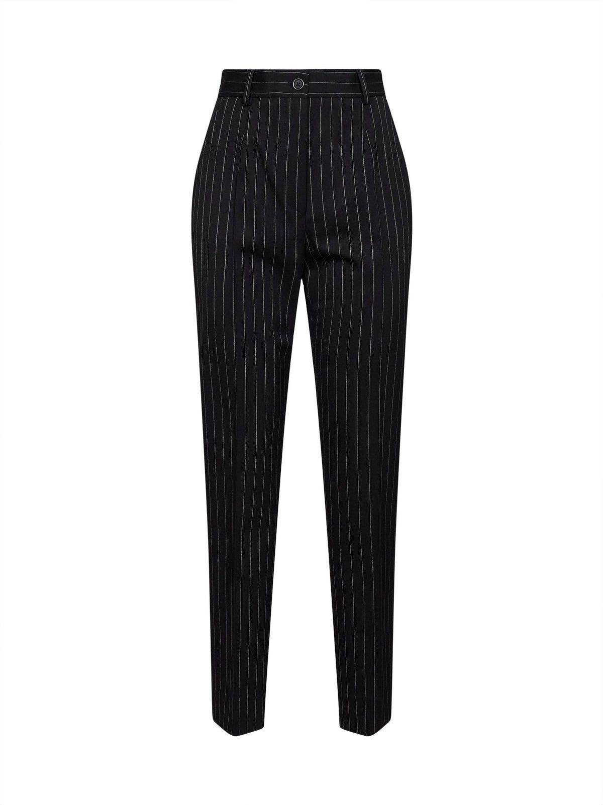Dolce & Gabbana Women Black Pinstriped Stretch Wool Cigarette Trousers DOLCE & GABBANA