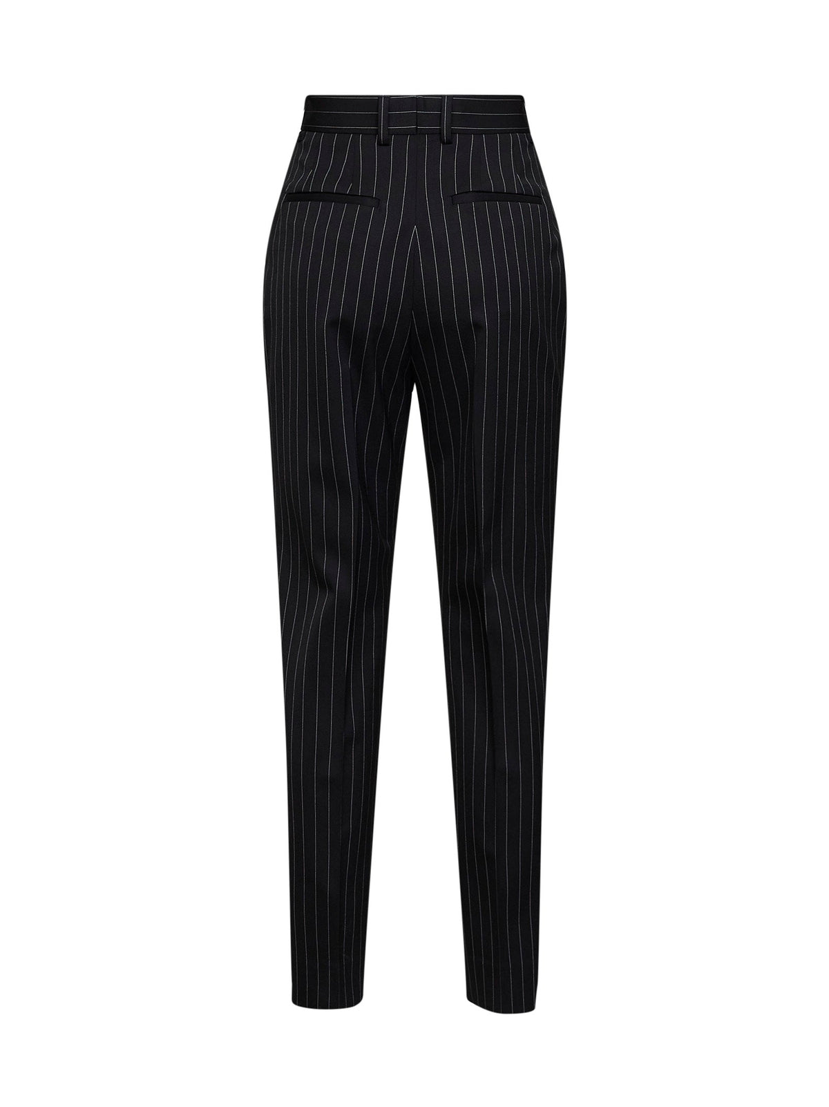 Dolce & Gabbana Women Black Pinstriped Stretch Wool Cigarette Trousers DOLCE & GABBANA