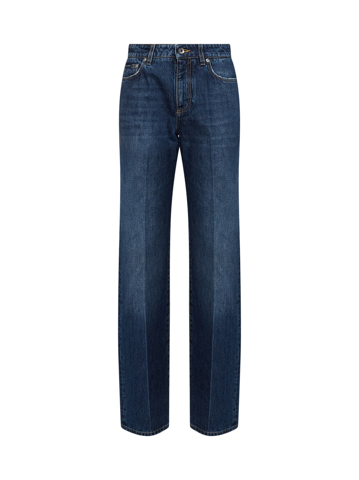 Dolce & Gabbana Women Blue Cotton Denim Straight Jeans DOLCE & GABBANA
