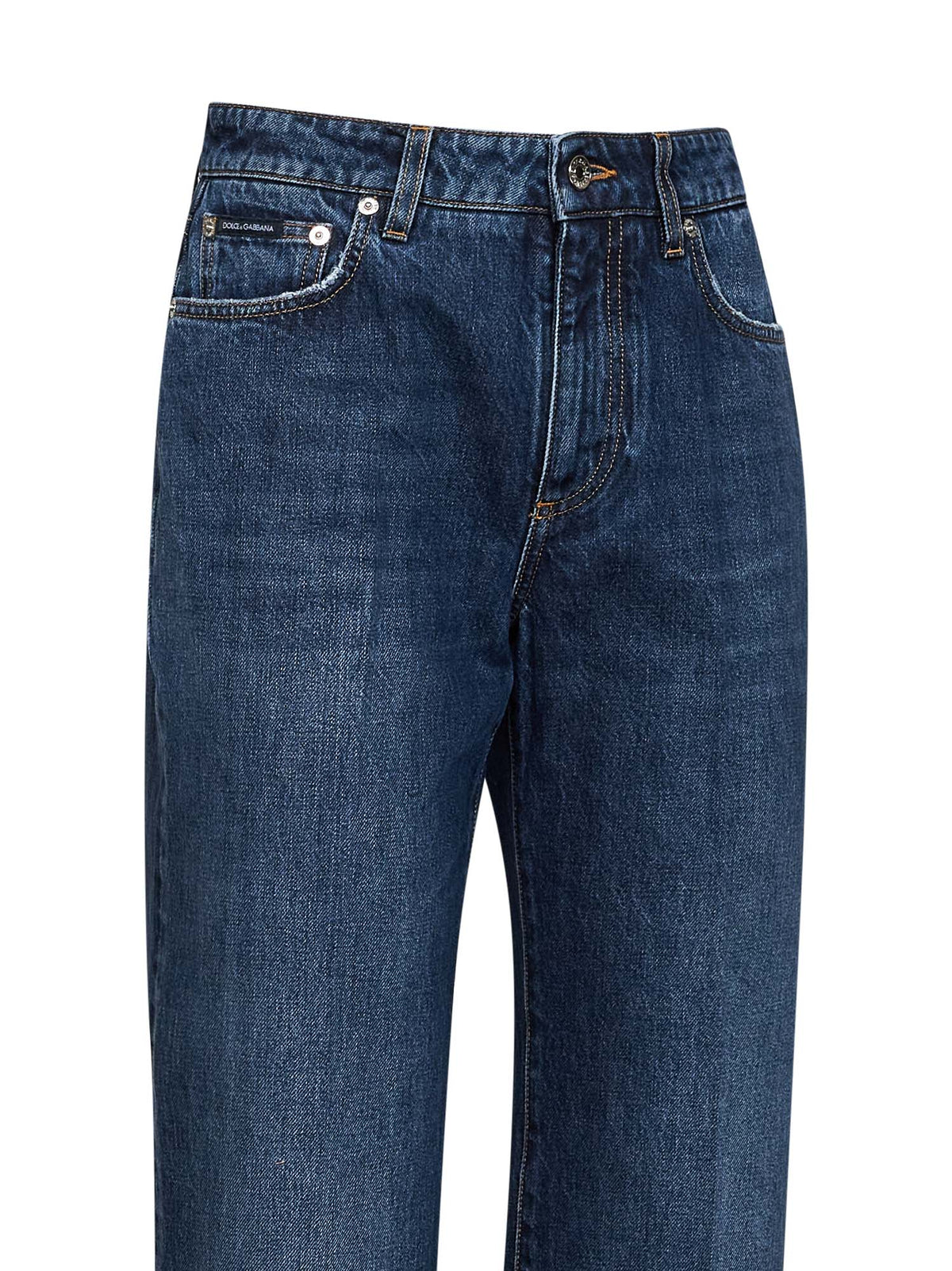 Dolce & Gabbana Women Blue Cotton Denim Straight Jeans DOLCE & GABBANA