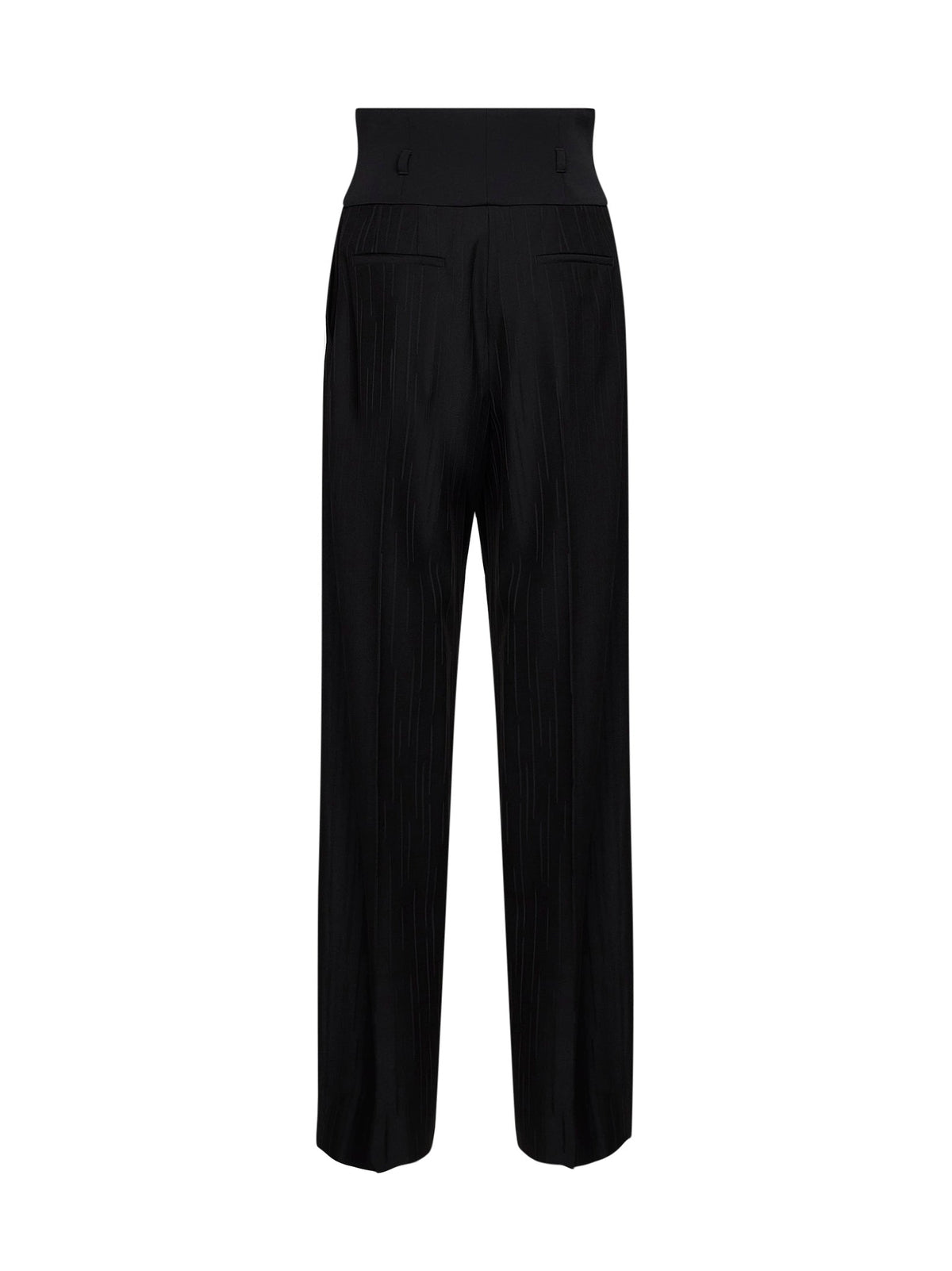 Dolce & Gabbana Women Black Striped Wool Jacquard Trousers With Basque DOLCE & GABBANA