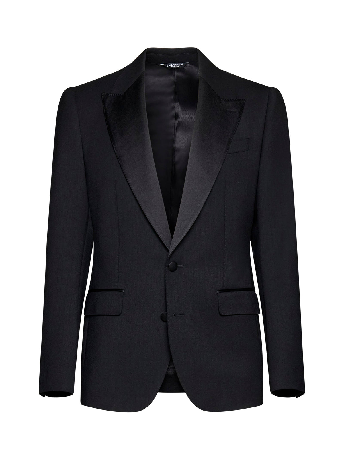 Dolce & Gabbana Men Black Stretch Wool Sicilia Tuxedo Blazer DOLCE & GABBANA