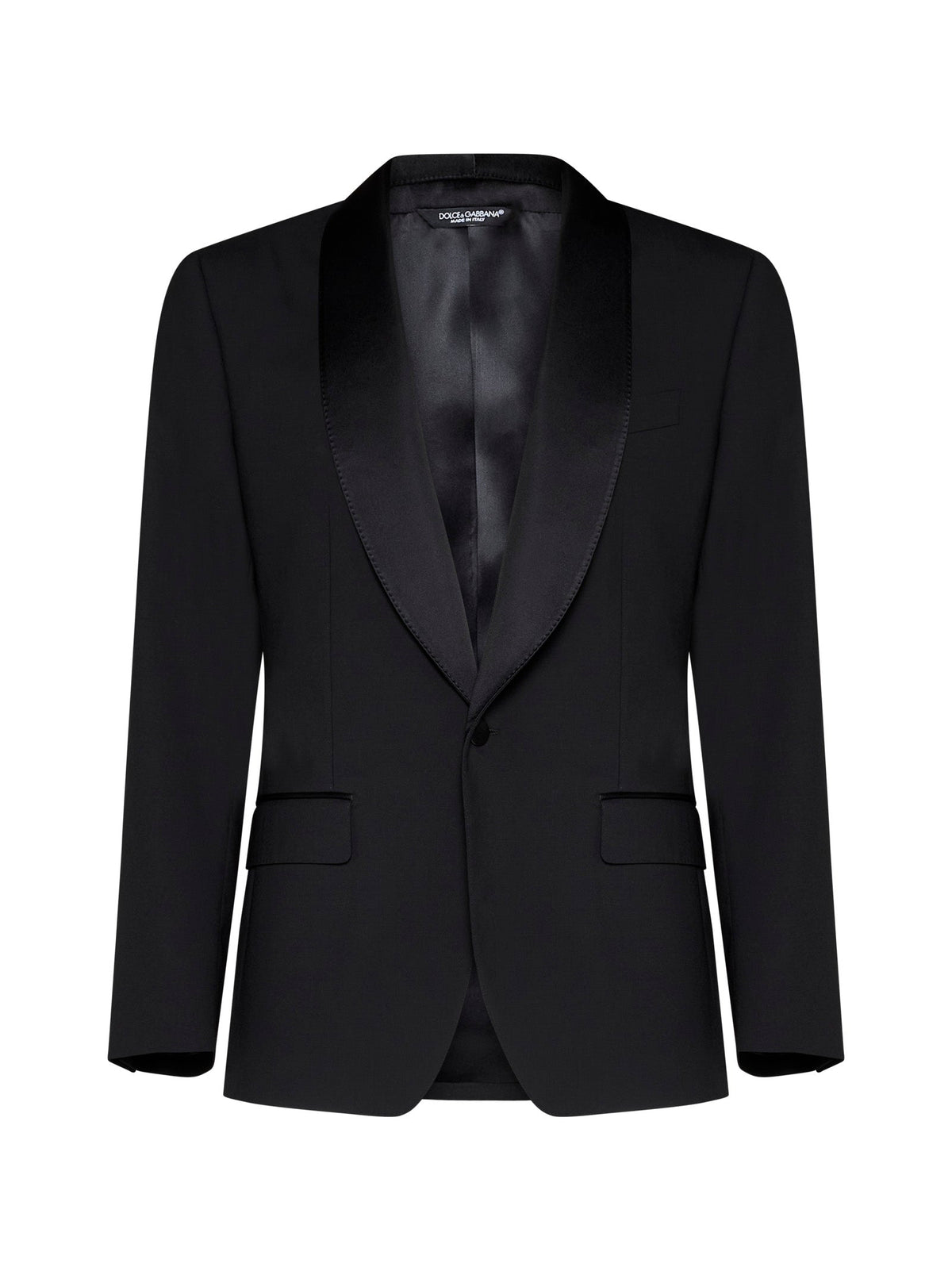 Dolce & Gabbana Men Black Stretch Wool Sicilia Tuxedo Blazer DOLCE & GABBANA