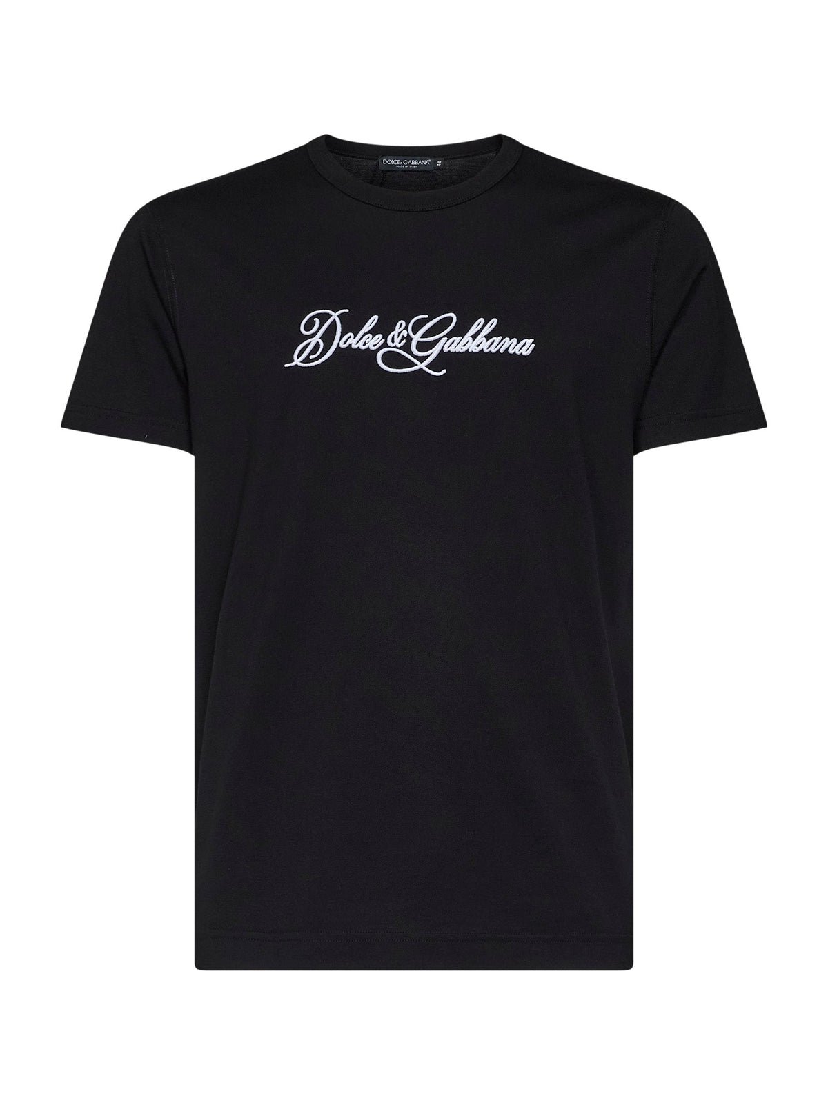 Dolce & Gabbana Men Black Cotton Jersey Embroidered T-Shirt DOLCE & GABBANA