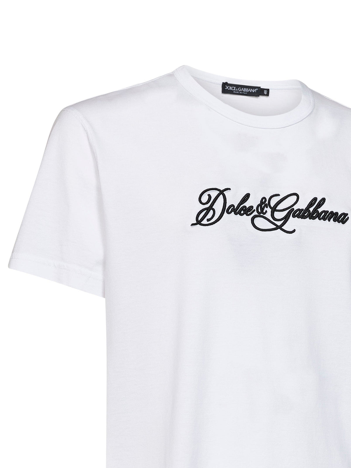 Dolce & Gabbana Men White Cotton Jersey Embroidered T-Shirt DOLCE & GABBANA