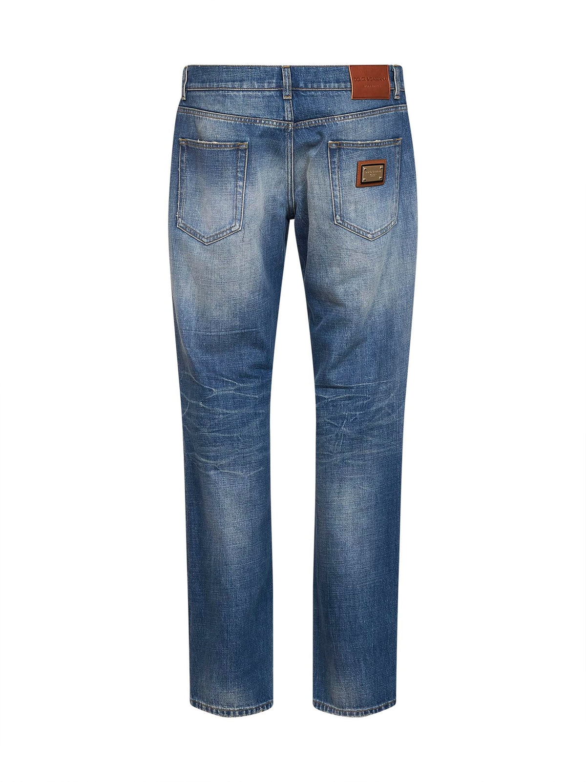 Dolce & Gabbana Men Light Blue Distressed Cotton Denim Classic Jeans DOLCE & GABBANA