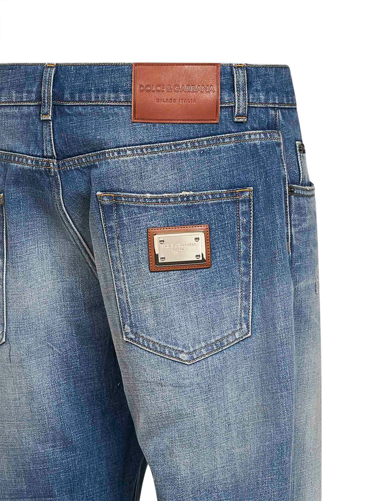 Dolce & Gabbana Men Light Blue Distressed Cotton Denim Classic Jeans DOLCE & GABBANA