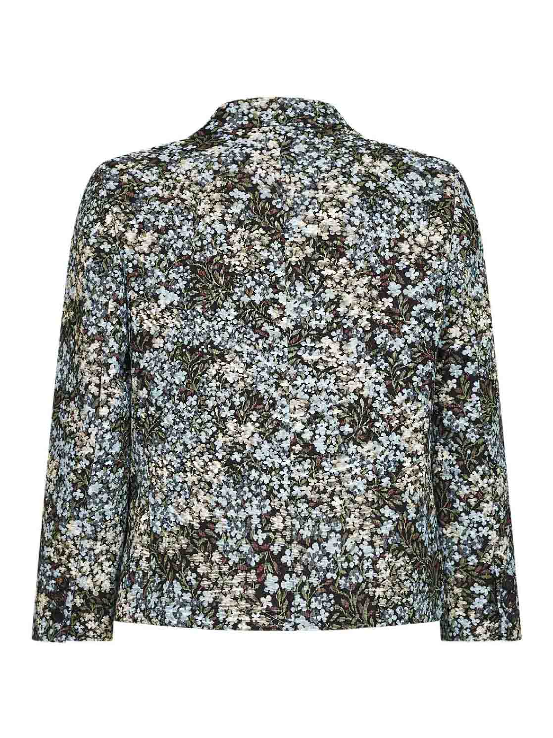 Dries Van Noten Women Sky Blue Floral Jacquard Cotton-Blend Bamis Blazer DRIES VAN NOTEN