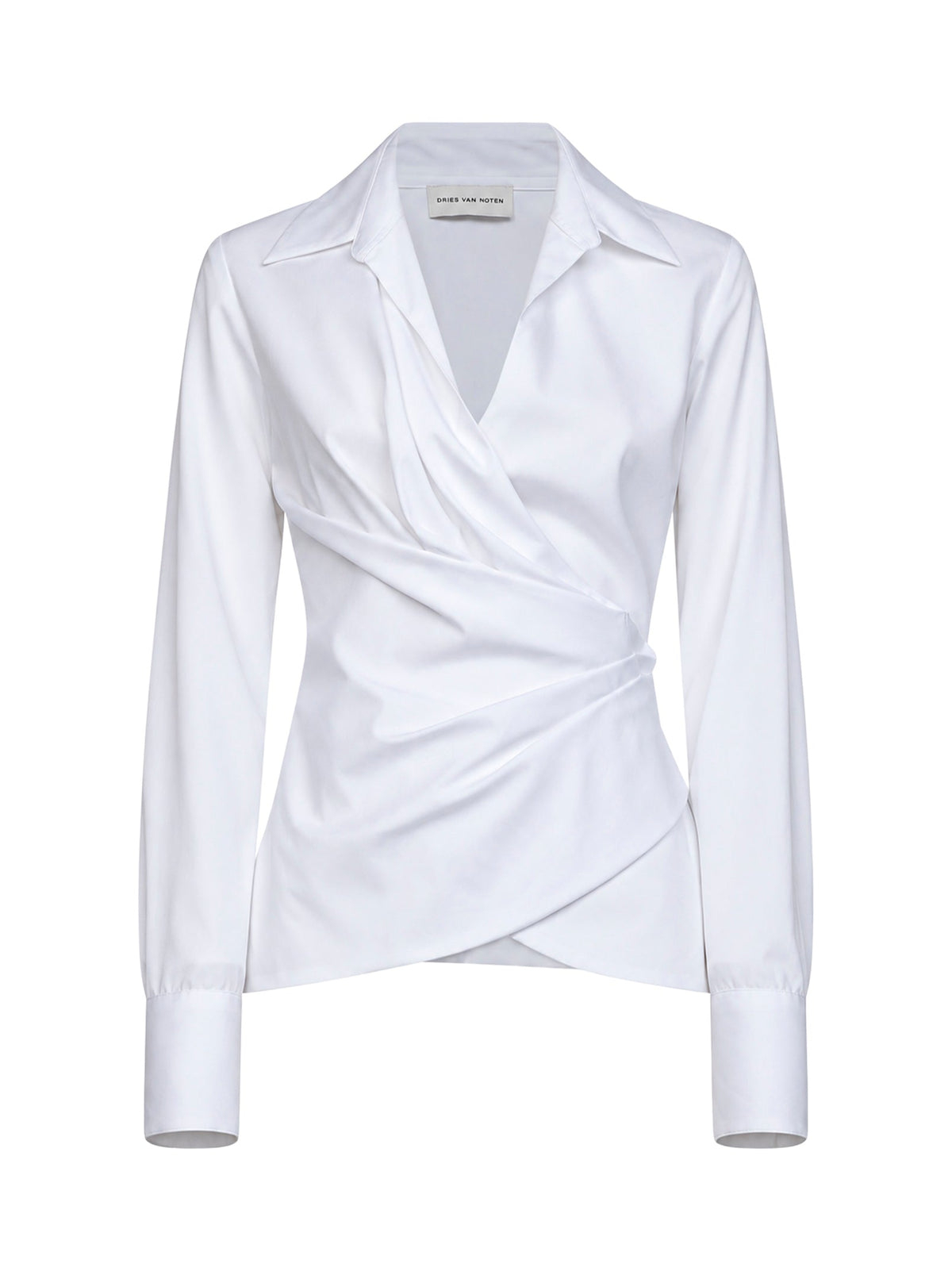 Dries Van Noten Women White Cotton Poplin Wrap Shirt DRIES VAN NOTEN