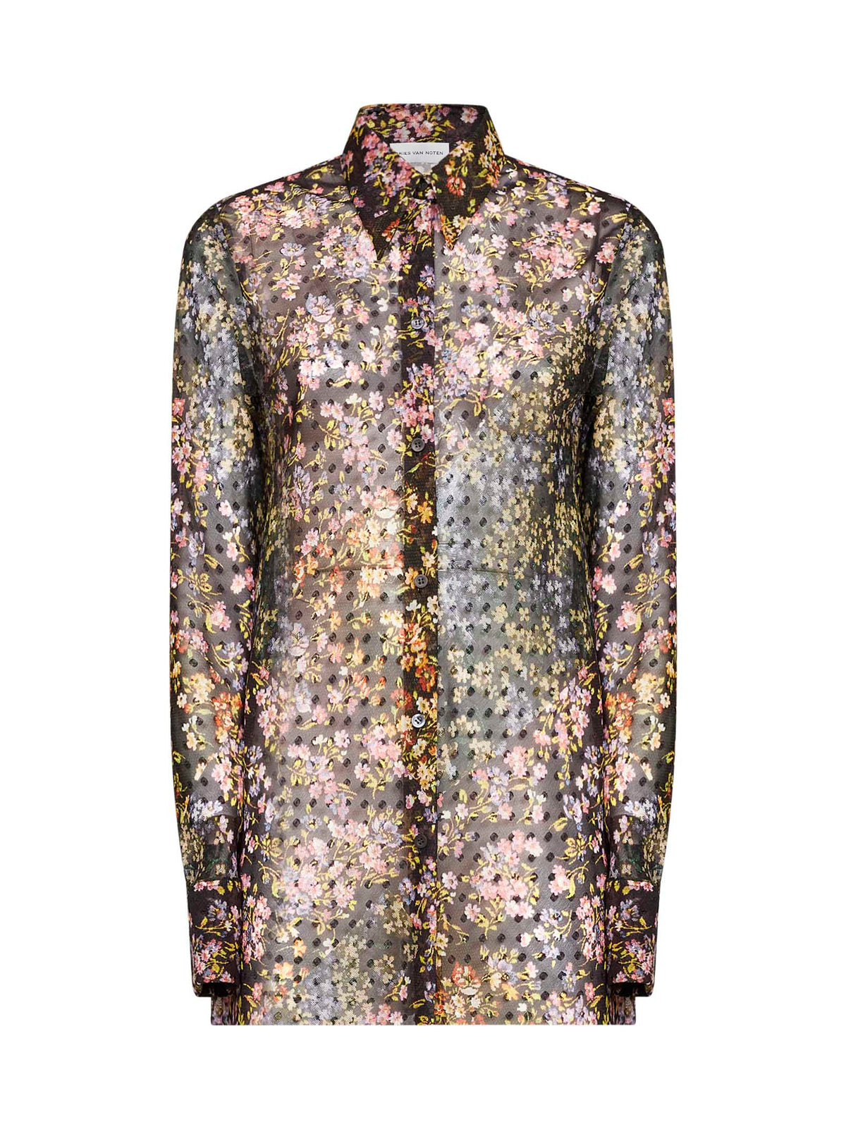 Dries Van Noten Women Aubergine Mini Floral Patchwork-Print Jacquard Calima Shirt DRIES VAN NOTEN