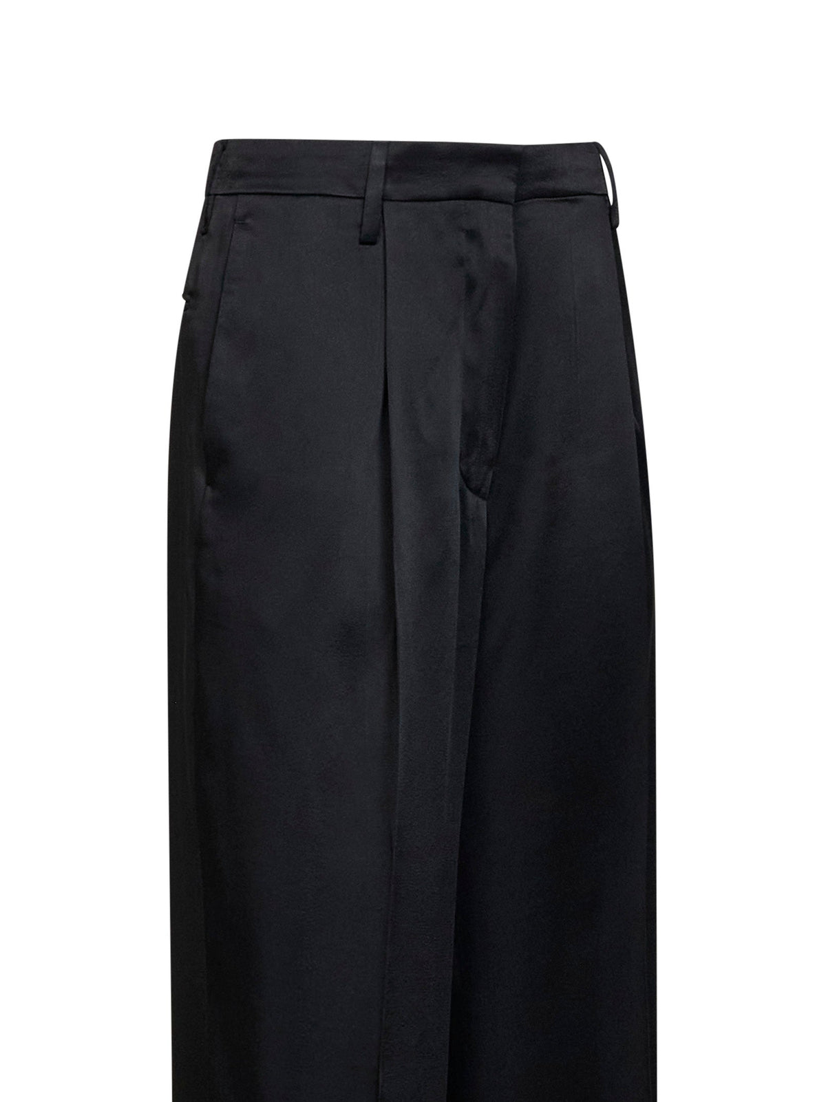 Dries Van Noten Women Black Fluid Crepe Satin Portias Straight-Leg Trousers DRIES VAN NOTEN