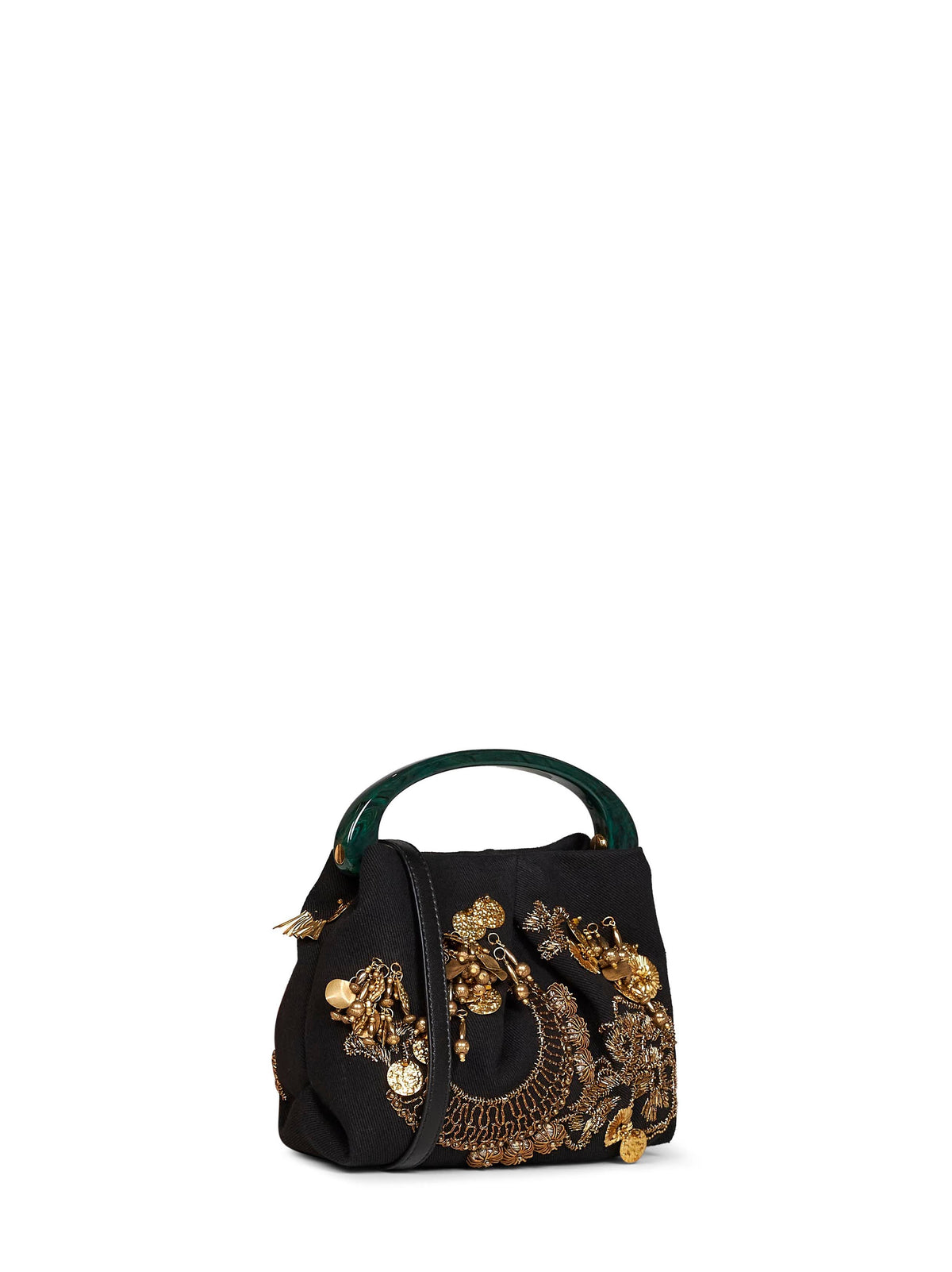 Dries Van Noten Women Black Crispino709 Small Embroidered Pleated Bag DRIES VAN NOTEN