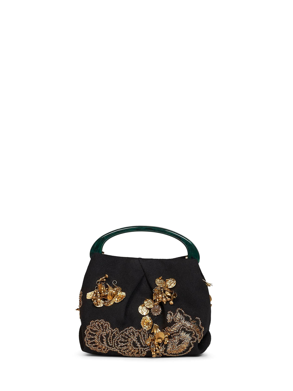 Dries Van Noten Women Black Crispino709 Small Embroidered Pleated Bag DRIES VAN NOTEN