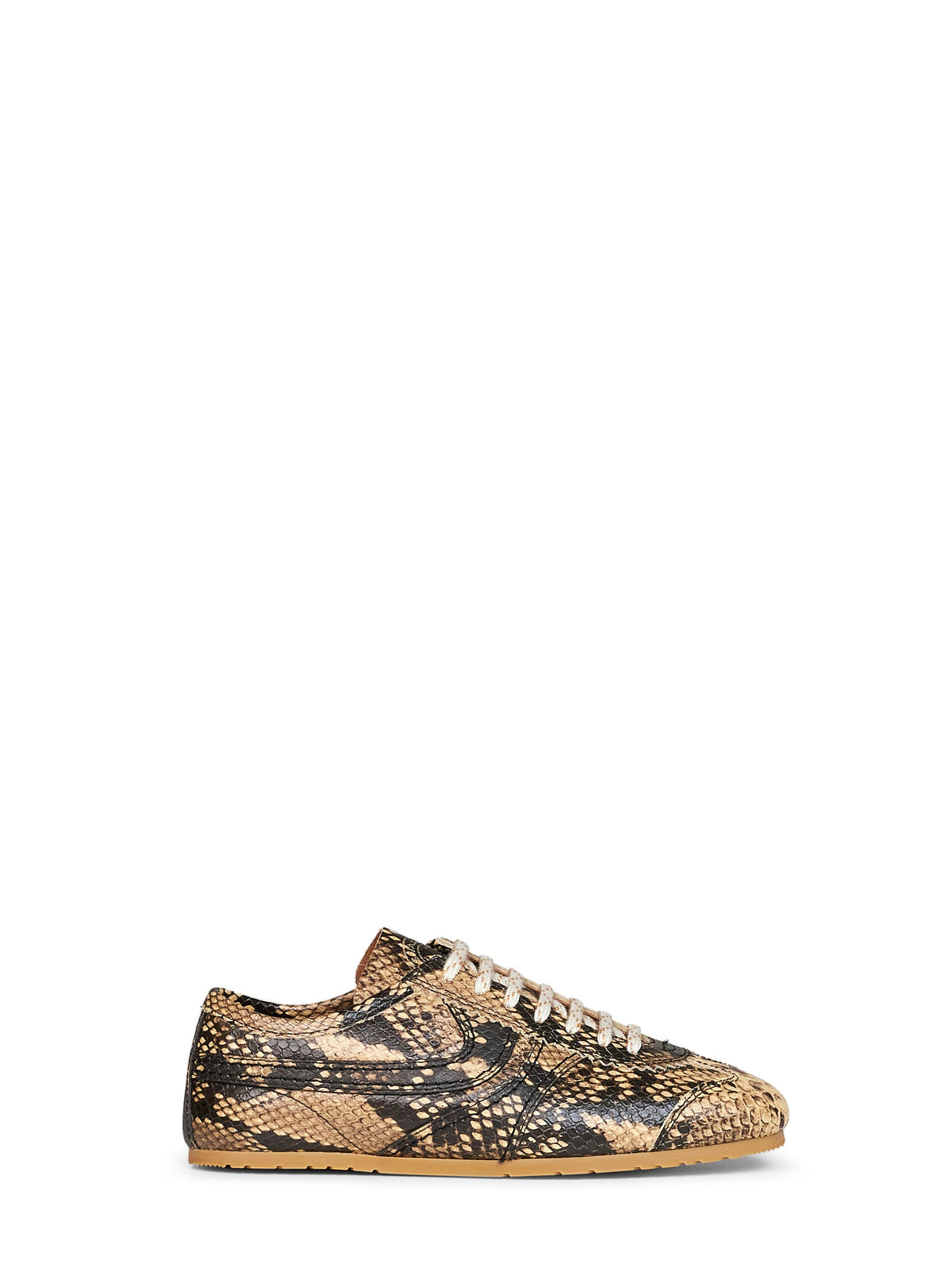Dries Van Noten Women Beige Snakeskin-Embossed Leather Sneakers DRIES VAN NOTEN