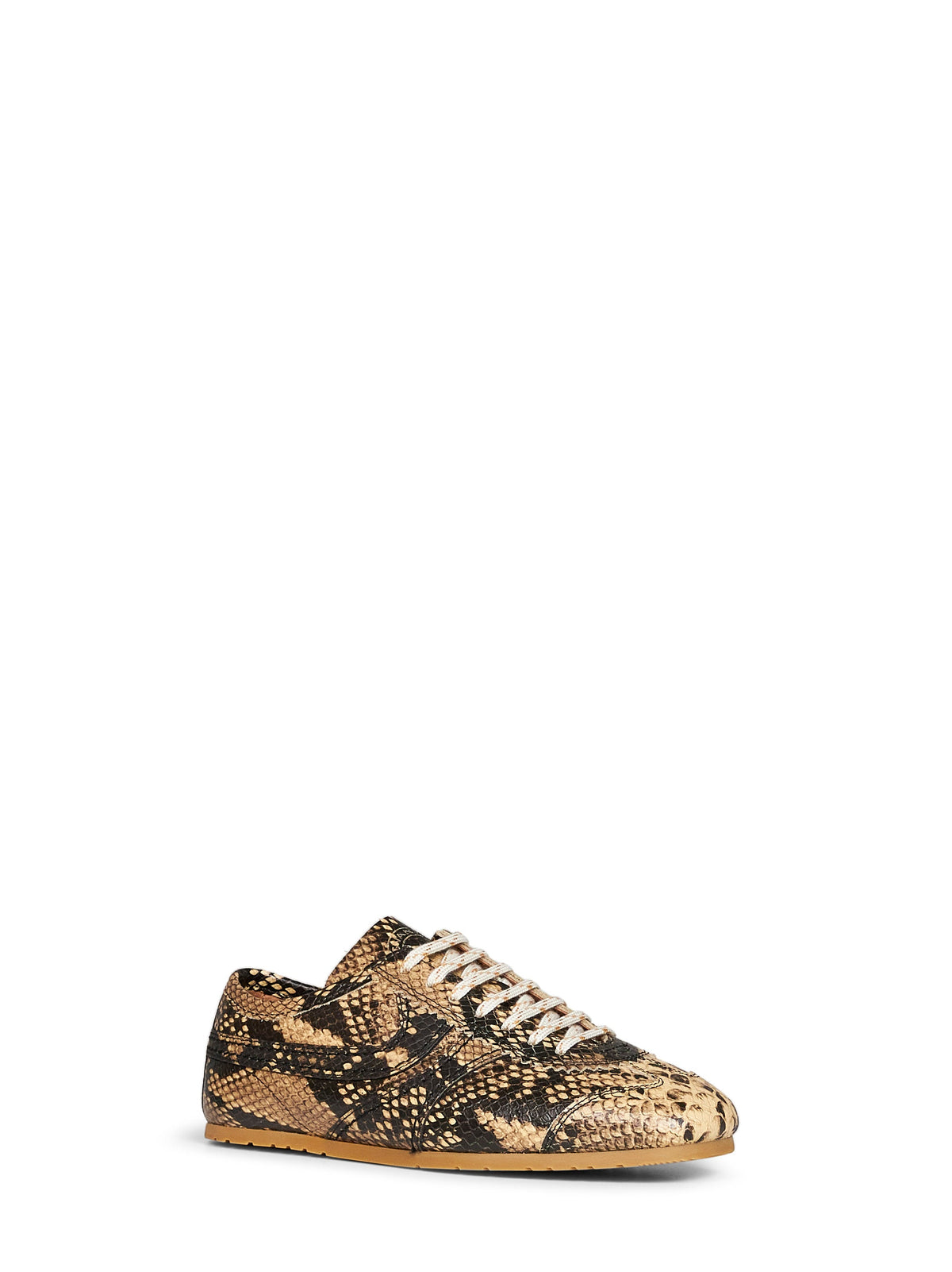 Dries Van Noten Women Beige Snakeskin-Embossed Leather Sneakers DRIES VAN NOTEN