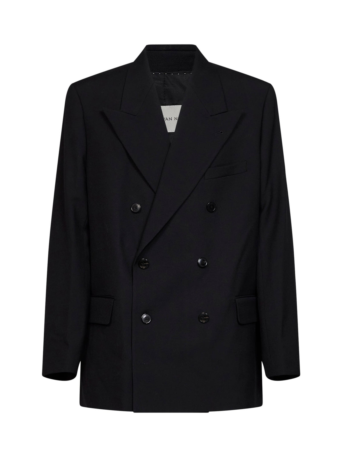 Dries Van Noten Men Black Wool Canvas Bosier Double-Breasted Jacket DRIES VAN NOTEN