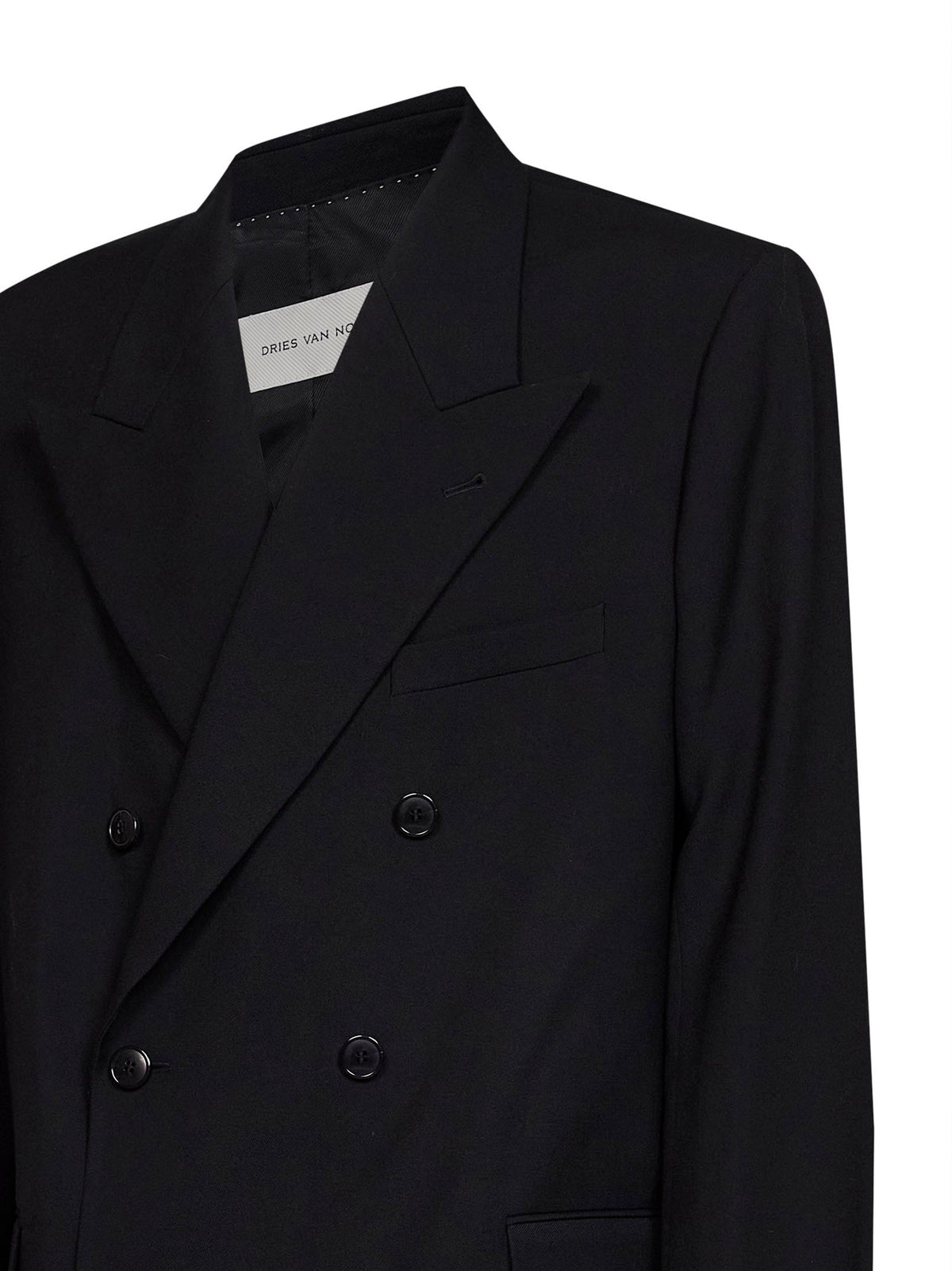 Dries Van Noten Men Black Wool Canvas Bosier Double-Breasted Jacket DRIES VAN NOTEN