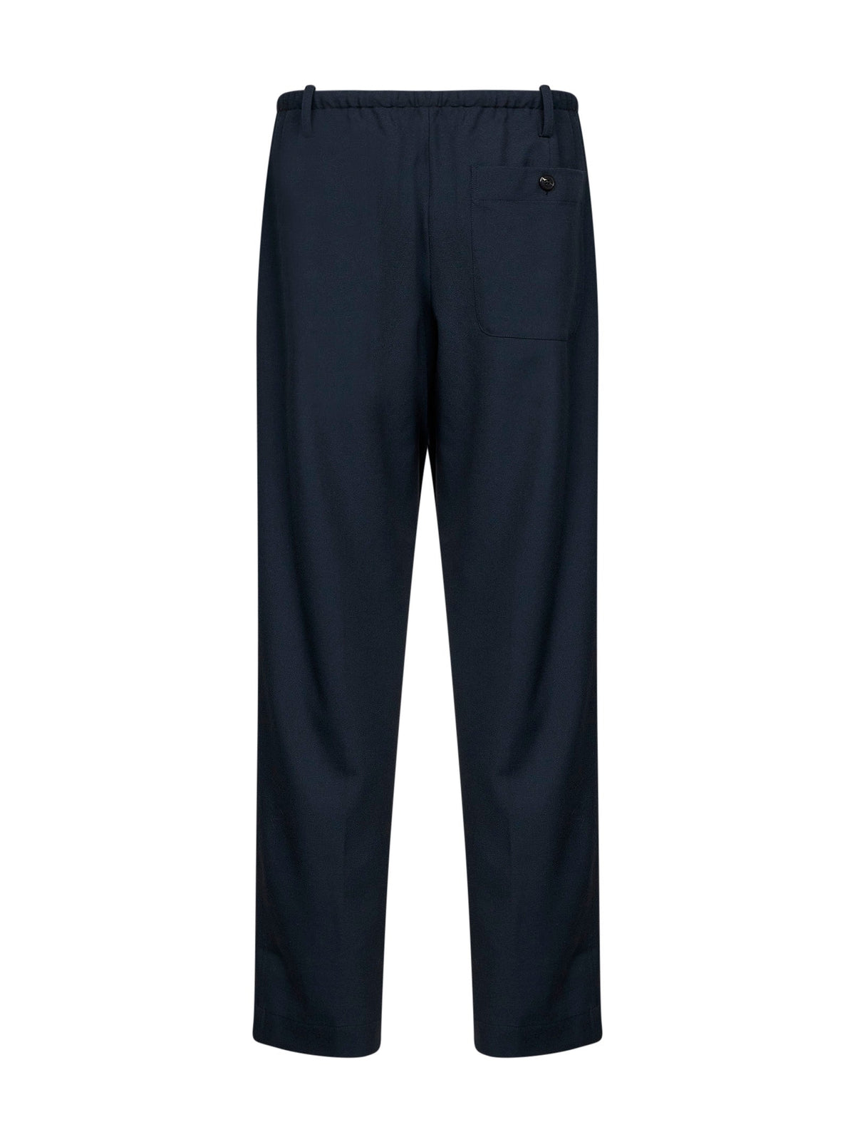 Dries Van Noten Men Navy Blue Wool Penny Straight-Leg Trousers DRIES VAN NOTEN