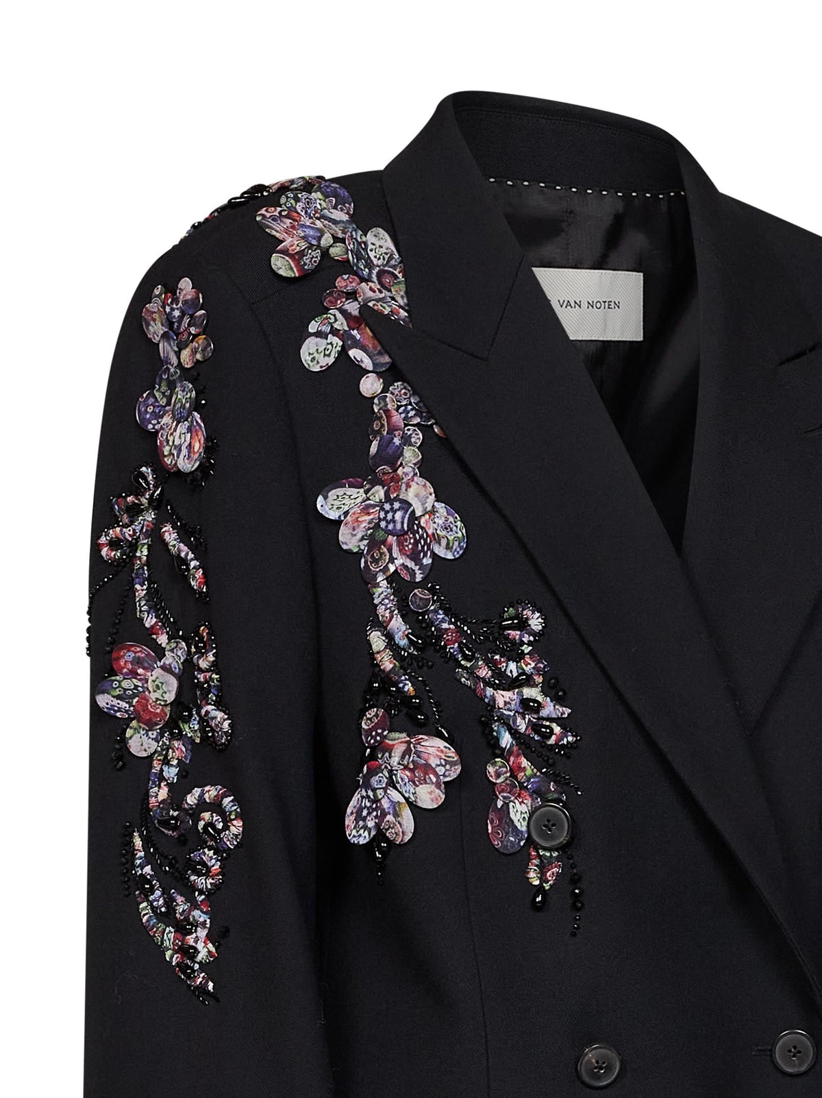 Dries Van Noten Women Black Wool Barrysta Double-Breasted Embroidered Jacket DRIES VAN NOTEN