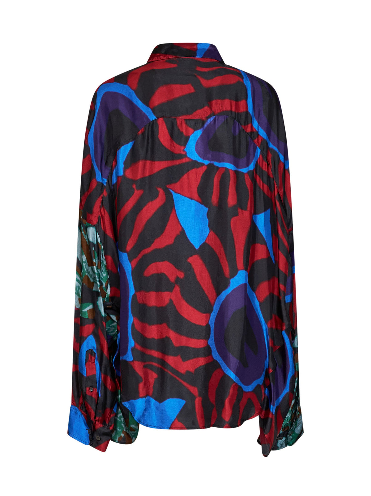 Dries Van Noten Women Red Marbled Clay-Print Fluid Twill Casia Cocoon Shirt DRIES VAN NOTEN