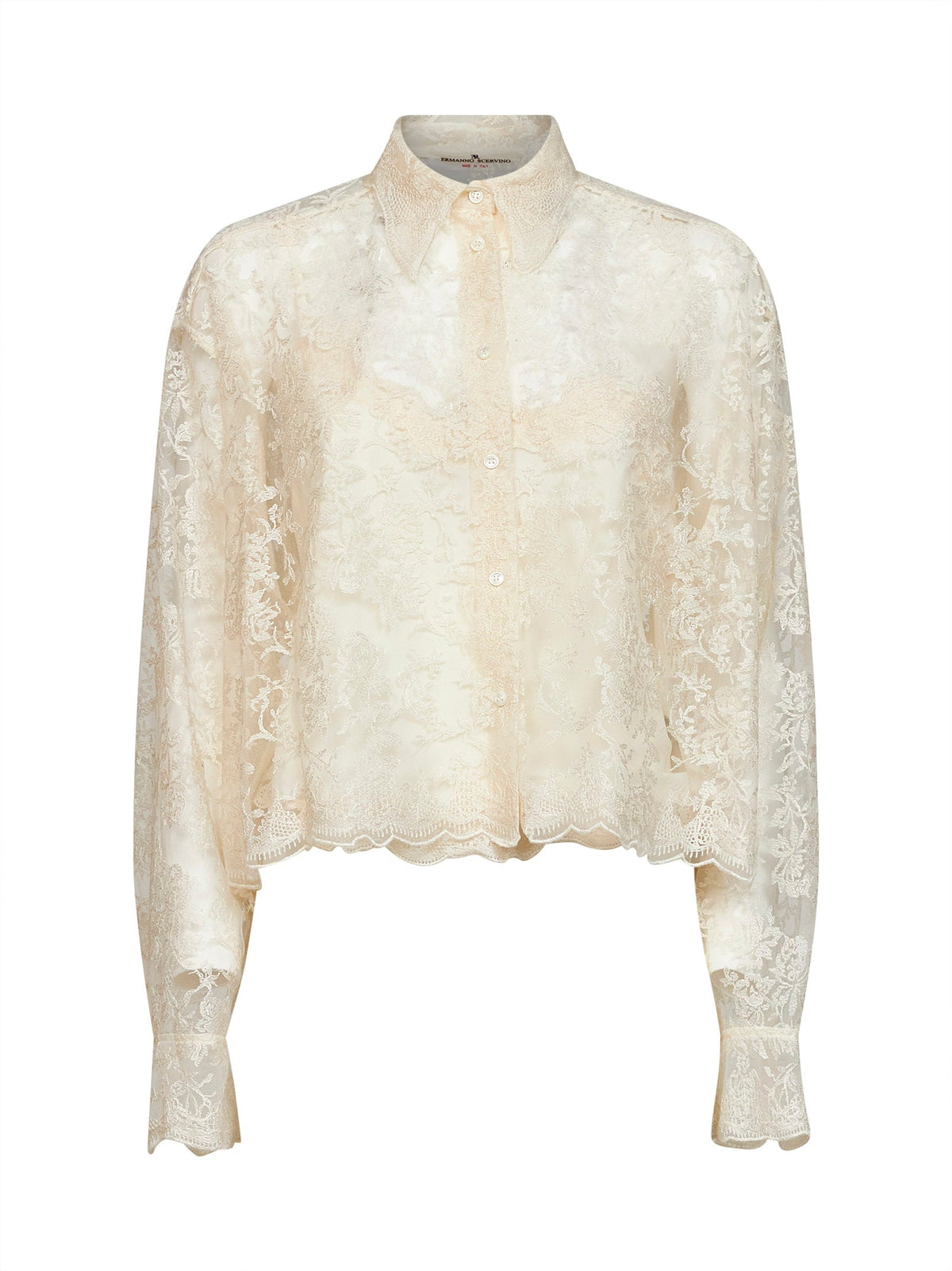 Ermanno Scervino Women Ivory Embroidered Tulle Shirt With Matching Top ERMANO SCERVINO