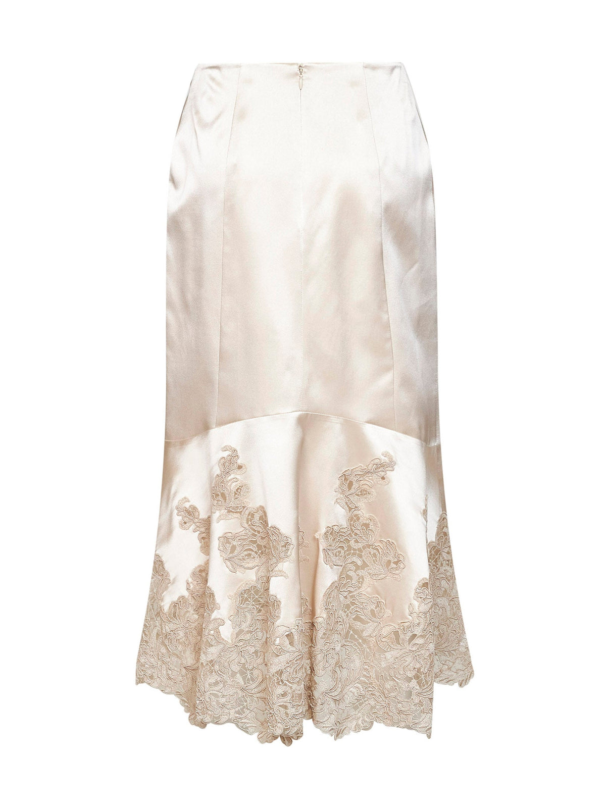 Ermanno Scervino Women Beige Silk Satin Midi Skirt With Lace Inserts ERMANO SCERVINO