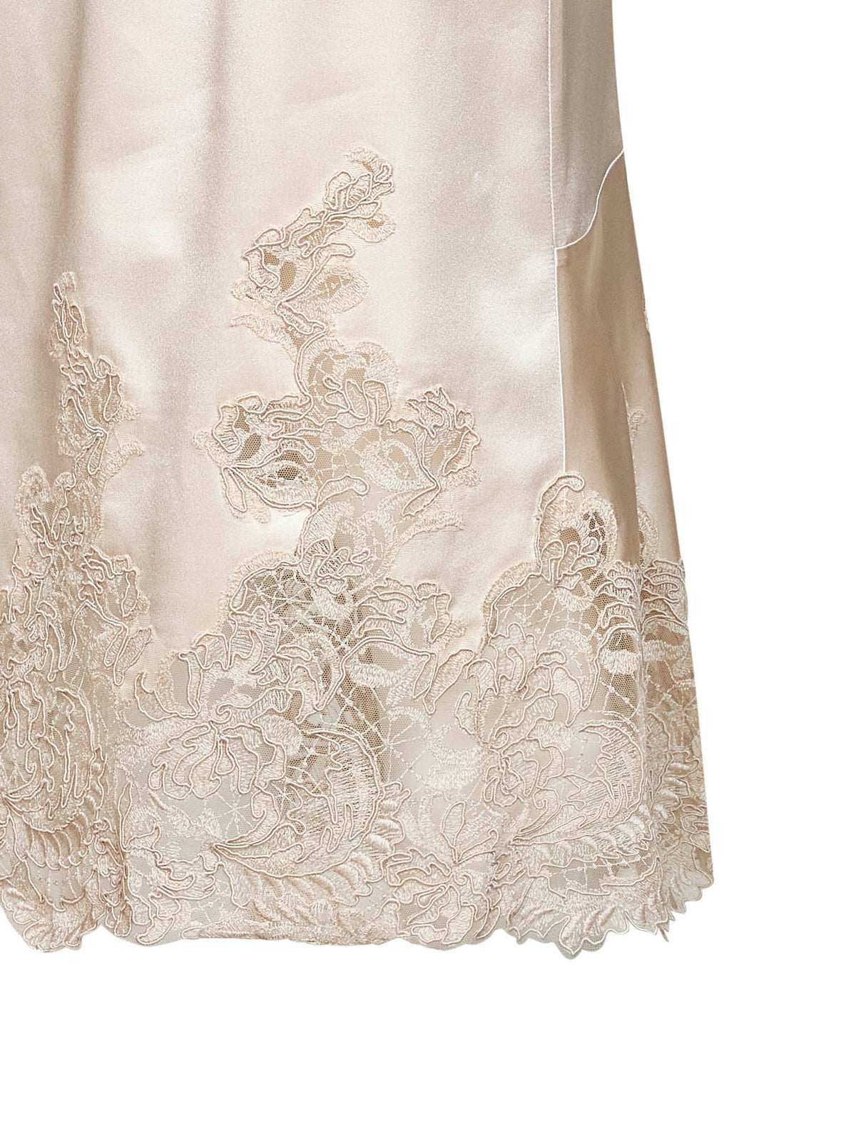 Ermanno Scervino Women Beige Silk Satin Midi Skirt With Lace Inserts ERMANO SCERVINO