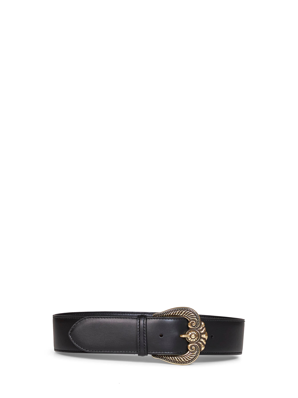 Etro Women Black Leather Belt With Paisley Buckle ETRO
