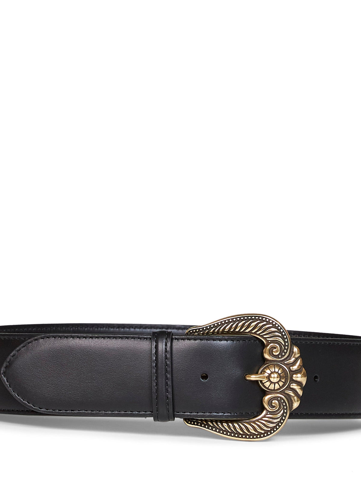 Etro Women Black Leather Belt With Paisley Buckle ETRO