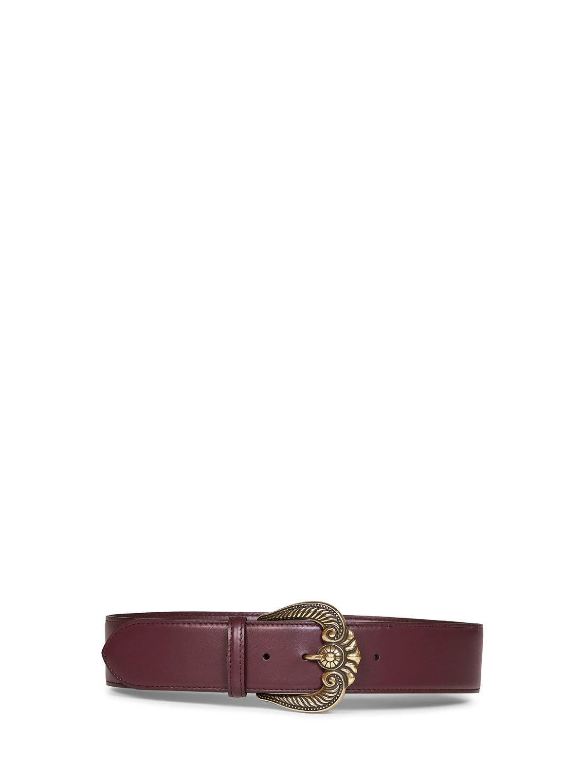 Etro Women Burgundy Leather Belt With Paisley Buckle ETRO