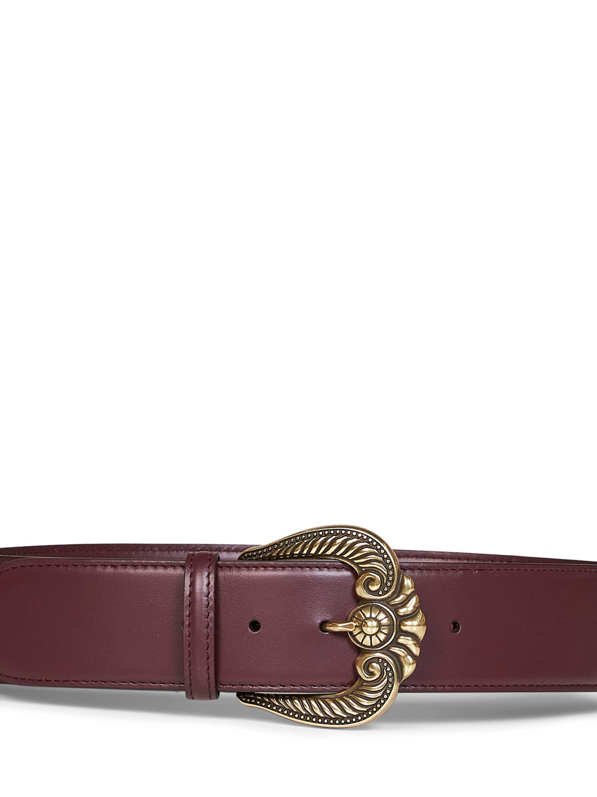 Etro Women Burgundy Leather Belt With Paisley Buckle ETRO