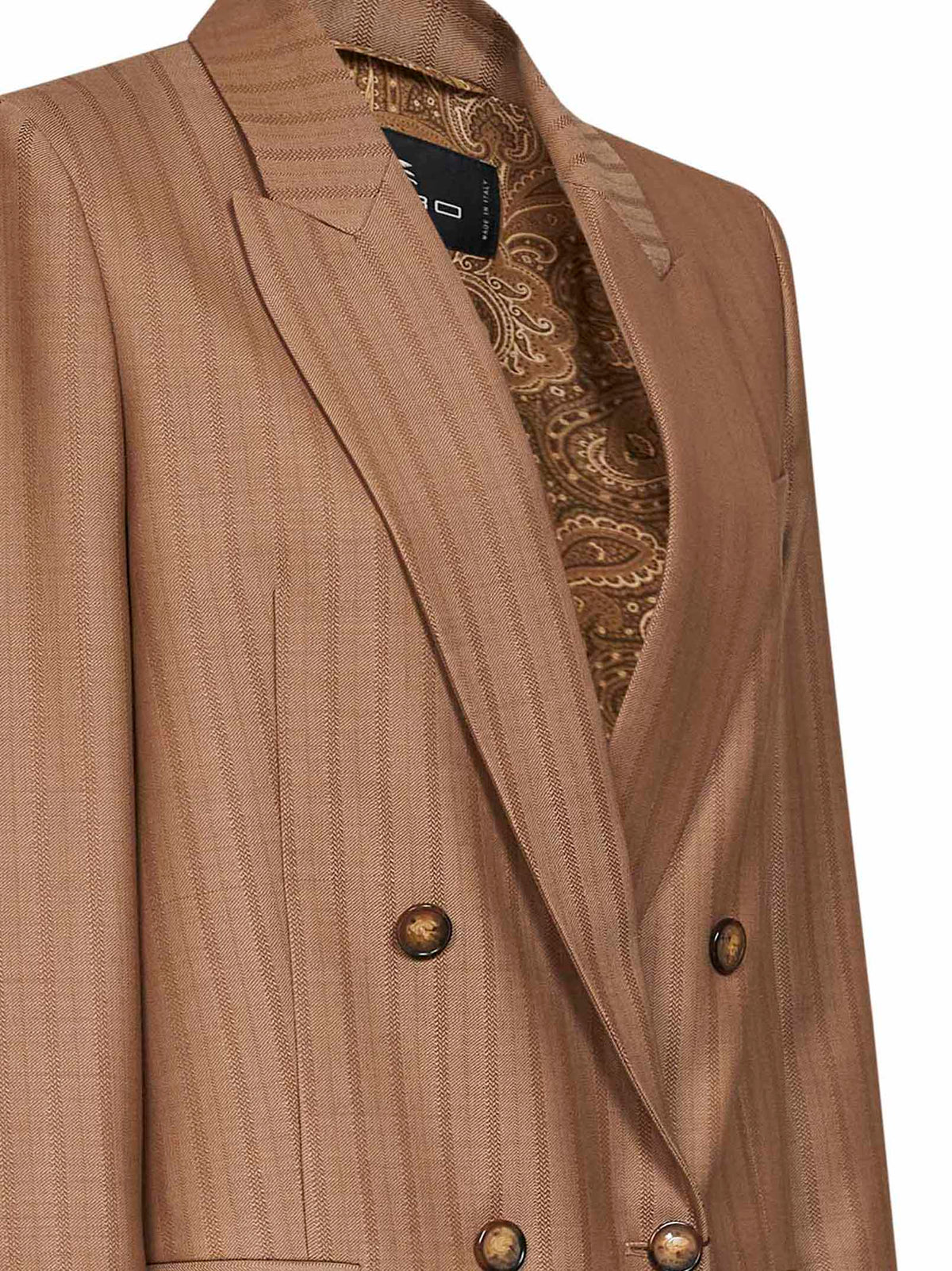 Etro Women Camel Striped Wool Jacquard Double-Breasted Blazer ETRO