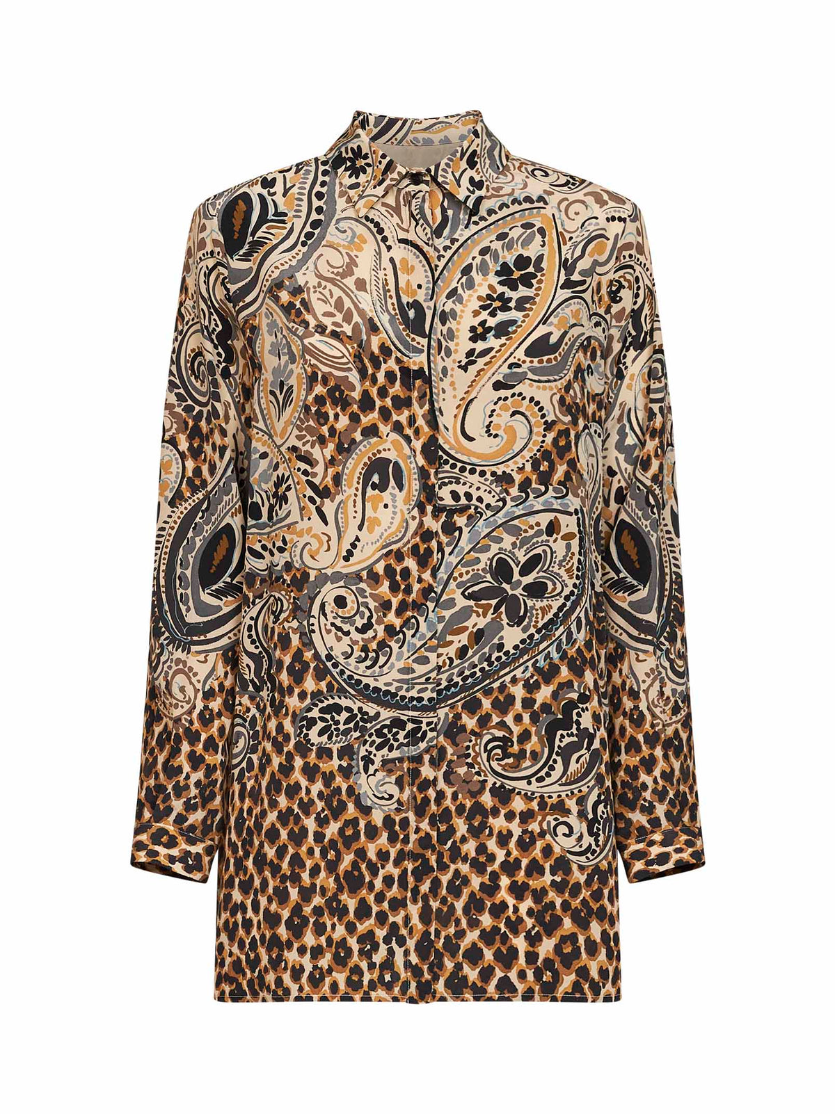 Etro Women Beige Printed Silk Long Shirt ETRO