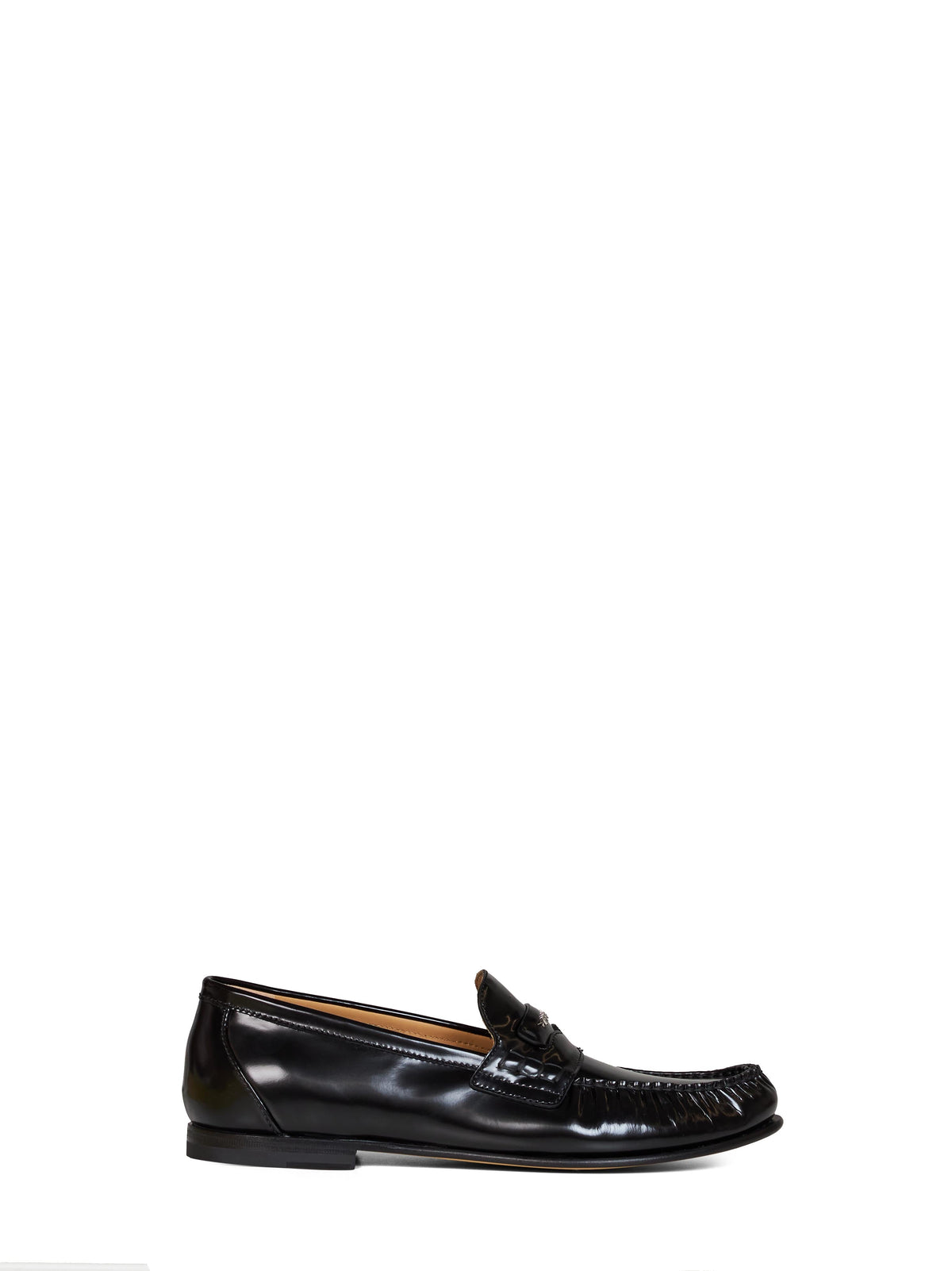 Fendi Men Black Shiny Calf Leather Fendi Scrunch Loafers FENDI