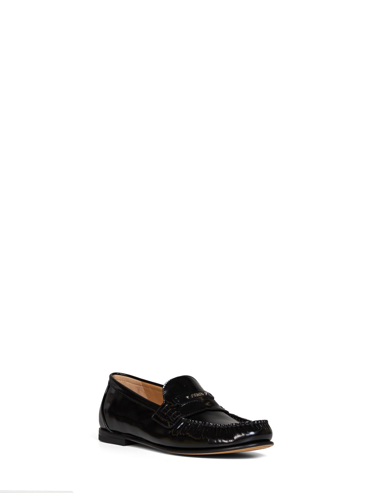 Fendi Men Black Shiny Calf Leather Fendi Scrunch Loafers FENDI